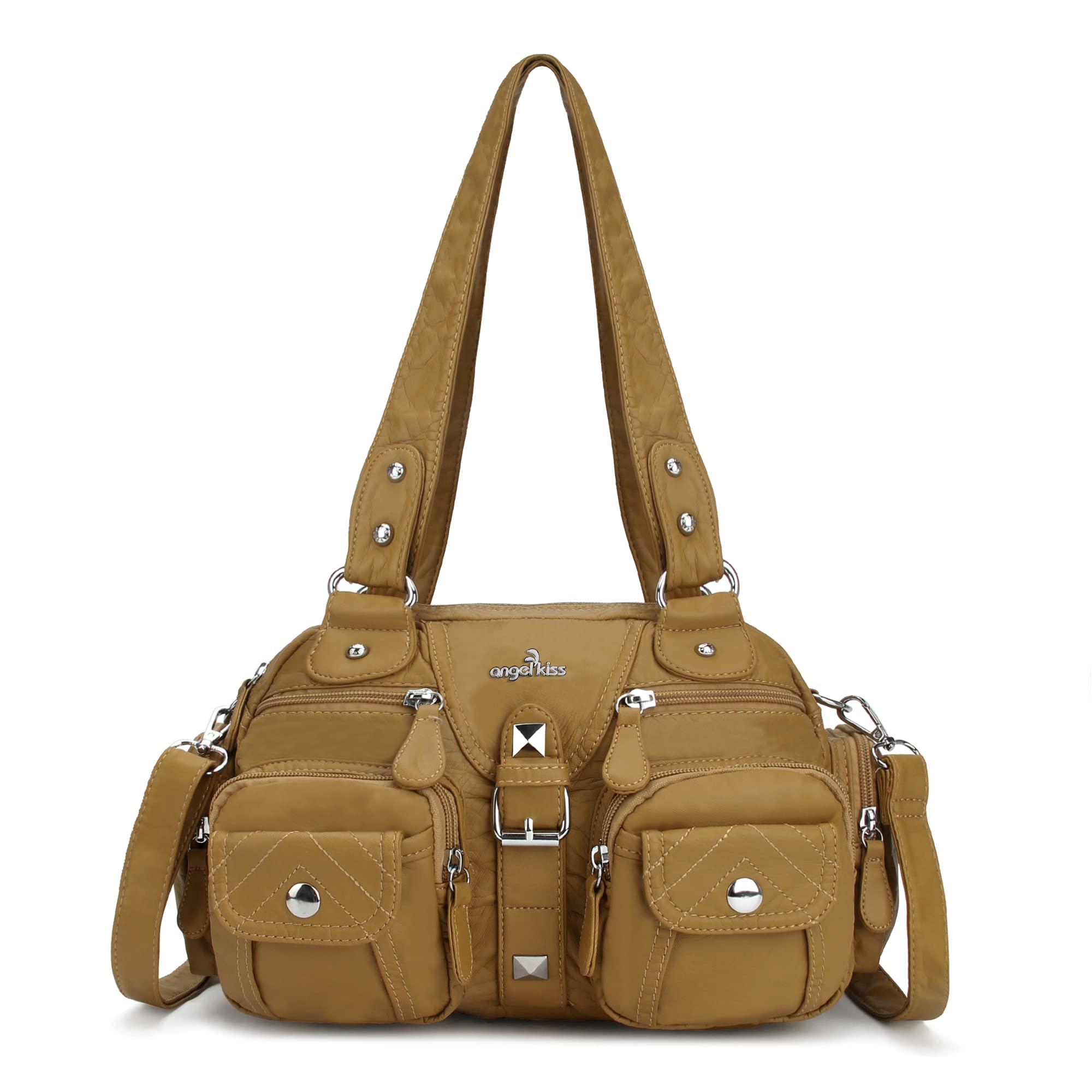 Angel Kiss Women's Crossbody Shoulder Bag - Multipocket Soft Leather Hobo Purse with Removable Strap | Perfect for Work, Travel & Everyday Use