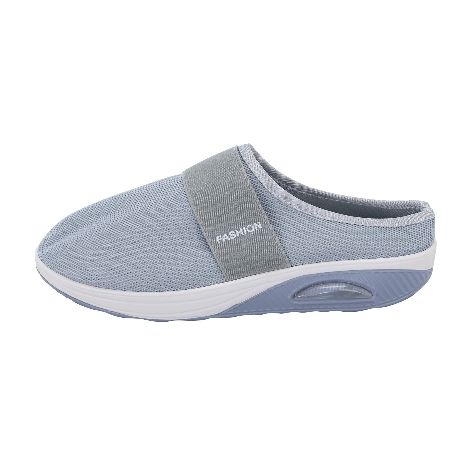 Breathable Mesh Walking Mules Sneakers for Women - Wide Width Comfortable Tennis Shoes, Casual Dress Wedge Sneakers with Steel Toe | Perfect for Work, Gym & Daily Wear