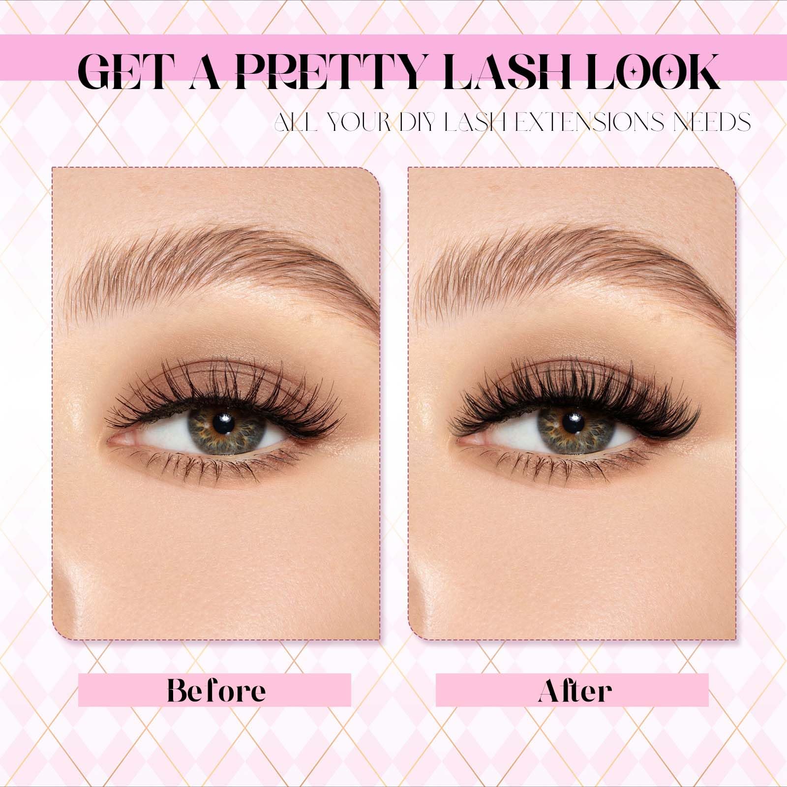 FADLASH DIY Eyelash Extension Kit - Individual Cluster Lashes D Curl with Lash Glue, Sealant & Applicator Tool for Home Use (40D-0.07D-12-18MIX) - Perfect for Bridal Makeup, Parties & Everyday Glam