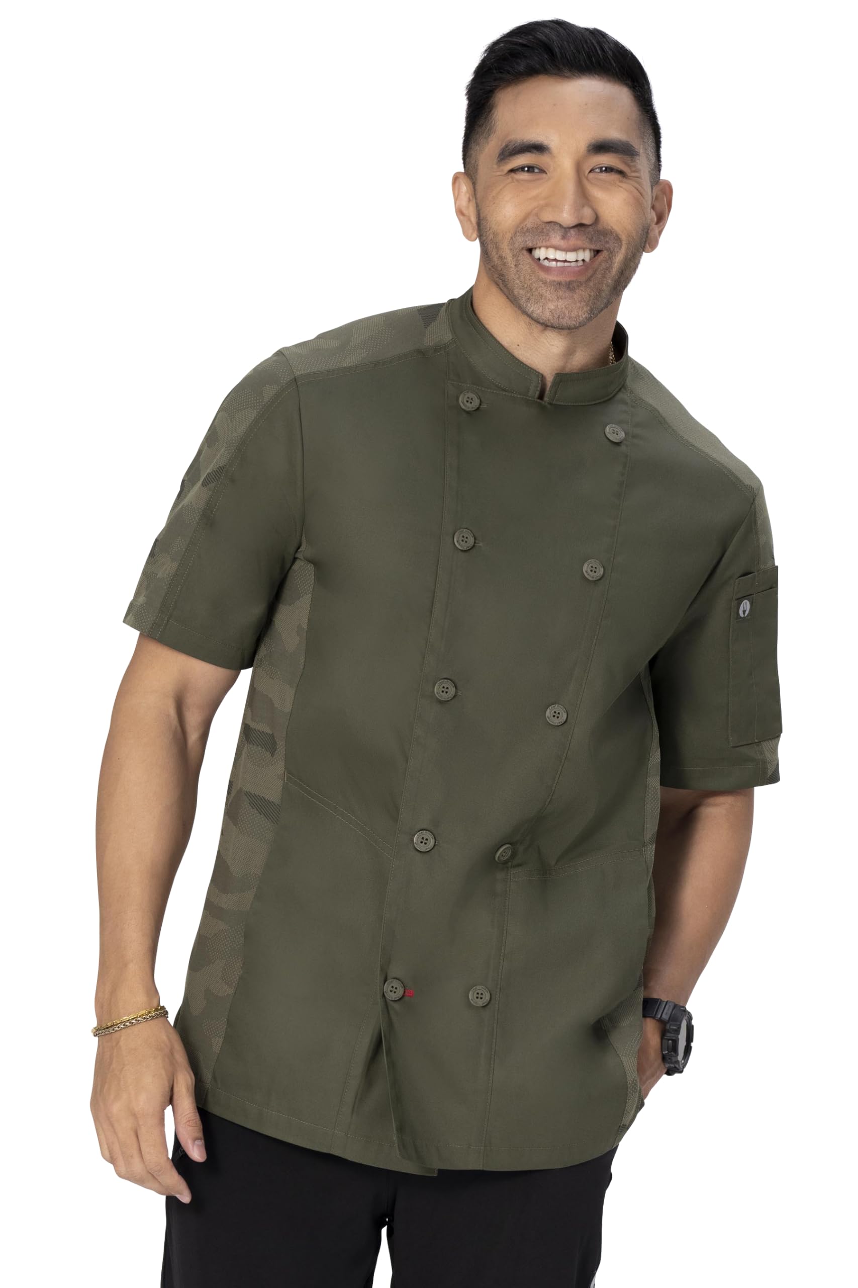 Chef Works Men's Mojave Short Sleeve Chef Coat - Professional Kitchen Uniform for Cooking, Baking & Culinary Arts