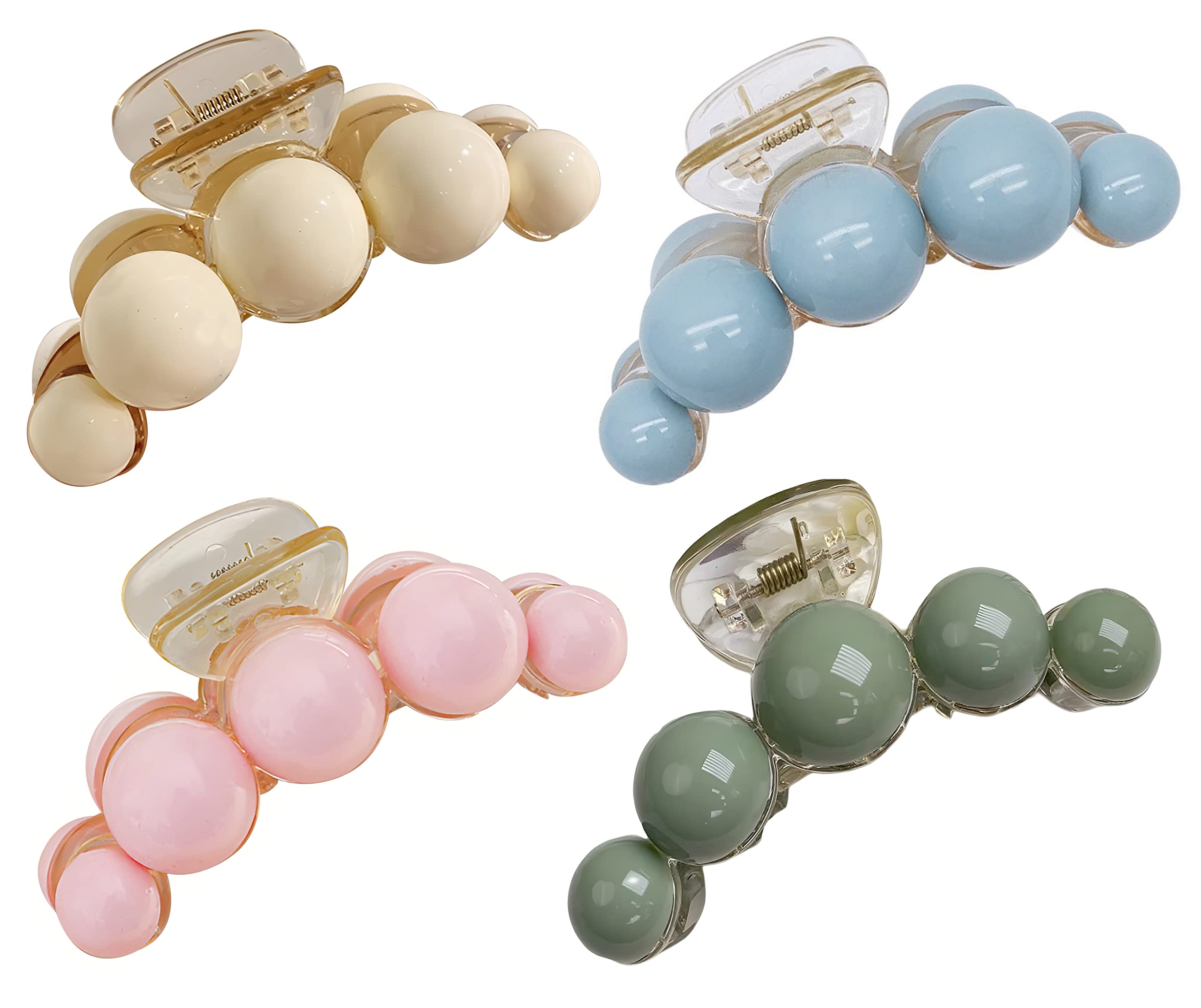 ANNACREATIONS Korean Fashion Hair Clips - 4 Pack Large Pearl Hair Claw Clips for Women & Girls, Elegant Barrettes & Jaw Clutches for Long Hair | Perfect for Parties, Weddings & Daily Styling