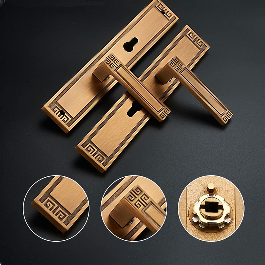 Golden Single Door Knob Lever - Double-Leaf Door Handle for Villa Entrance & Wooden Doors - Secure & Stylish Door Lock with Handle - Perfect for Home, Office & Commercial Spaces