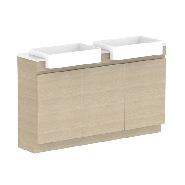 ADP Glacier Pro Semi Recessed All Door Trio Vanity with Solid Surface Top - Perfect for Modern Bathroom Renovations & Home Upgrades