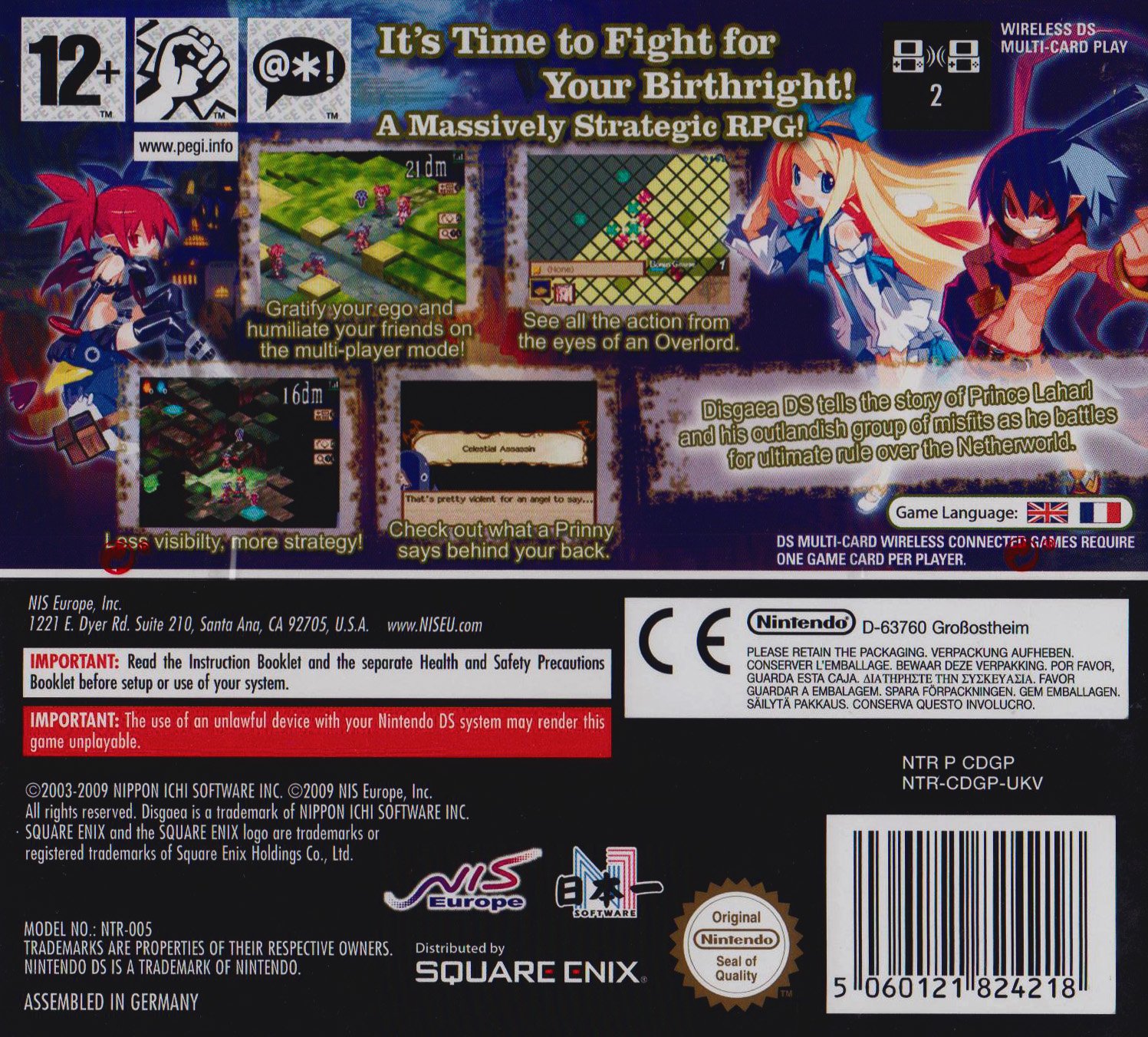 Disgaea for Nintendo DS by Square Enix - Classic Tactical RPG Game for Anime Fans & Strategy Lovers | Perfect for Travel & Commute Gaming