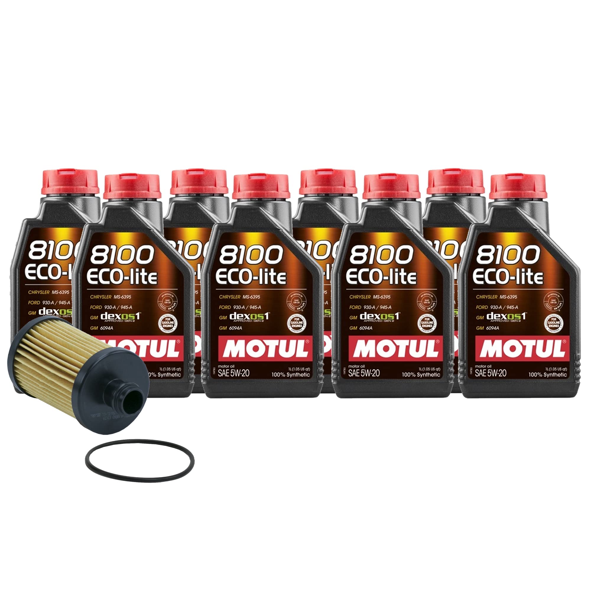 8L Newparts 8100 ECO-LITE 5W20 Full Synthetic Motor Oil Change Kit with Wix Filter - Compatible with Jeep & Ram, API SP-RC Certified - Perfect for Routine Maintenance & Engine Protection