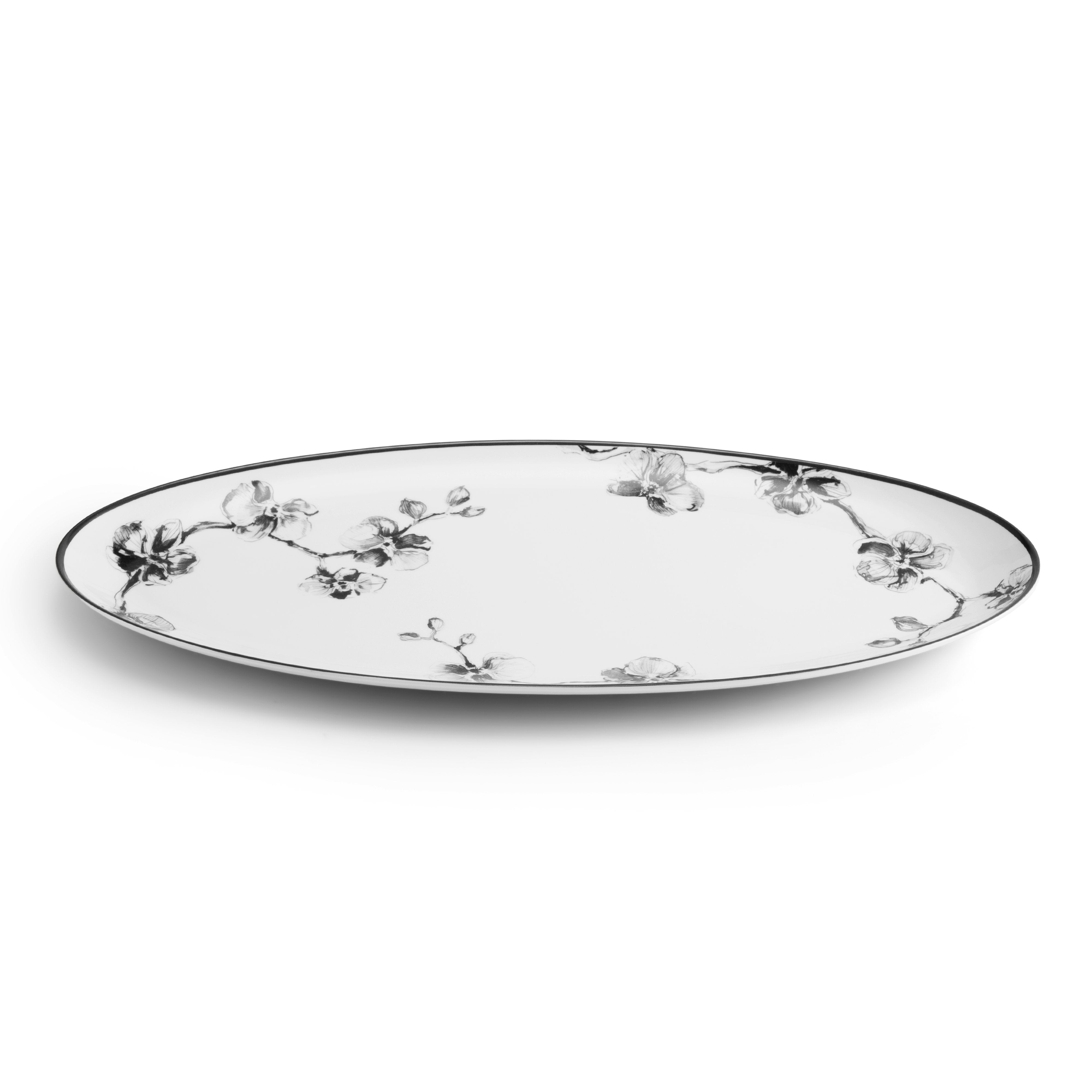 Elegant Black Orchid Serving Platter - Large Decorative Tray for Entertaining, Dining, and Home Decor - Perfect for Parties, Weddings, and Holiday Gatherings