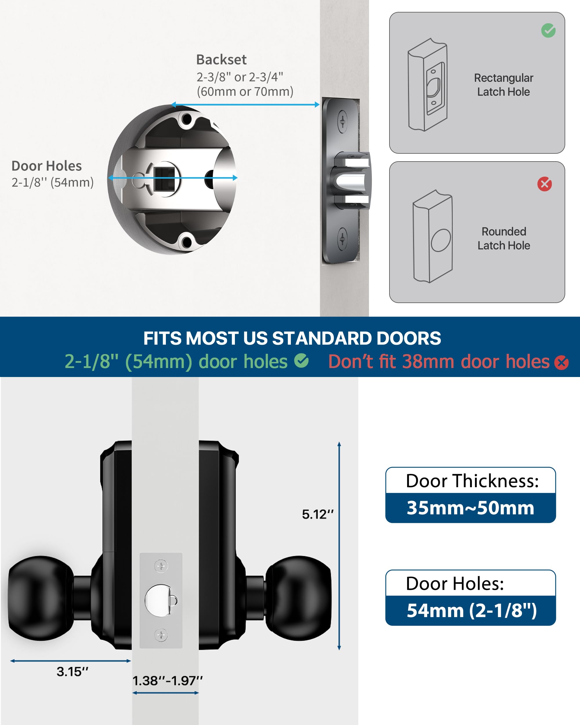 HIDALIFE Smart Keyless Entry Door Lock - Touchscreen Keypad with Anti-Peep Password, Auto-Lock & Easy Installation - Matte Black Digital Door Handle for Home, Office & Apartment Security (Perfect for Front Door Access Control & Vacation Rental Properties)