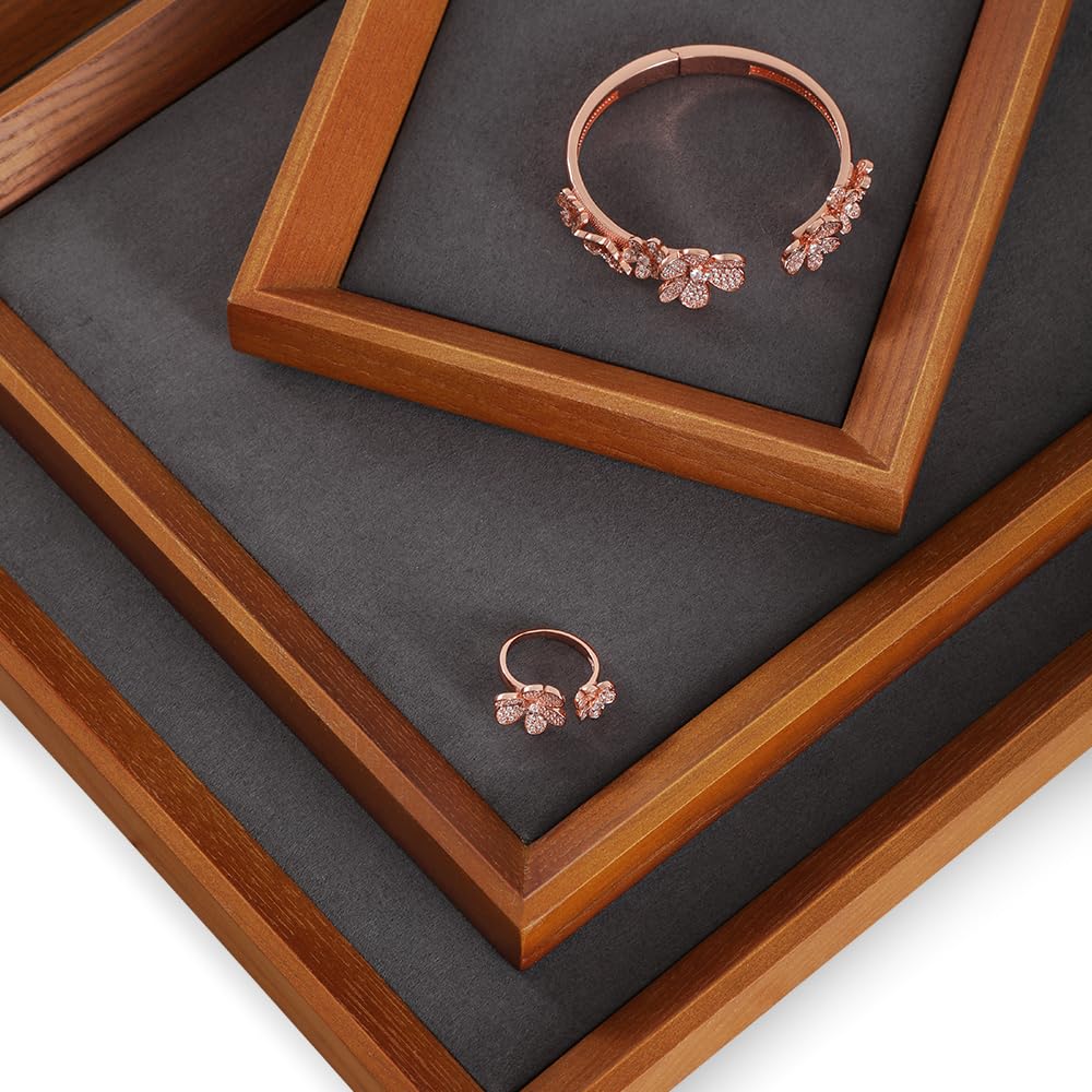 Premium Wooden Jewelry Tray Organizer - Large Luxury Watch & Jewelry Display Stand for Necklaces, Bracelets & Accessories | Perfect for Nightstand, Dresser & Vanity Organization