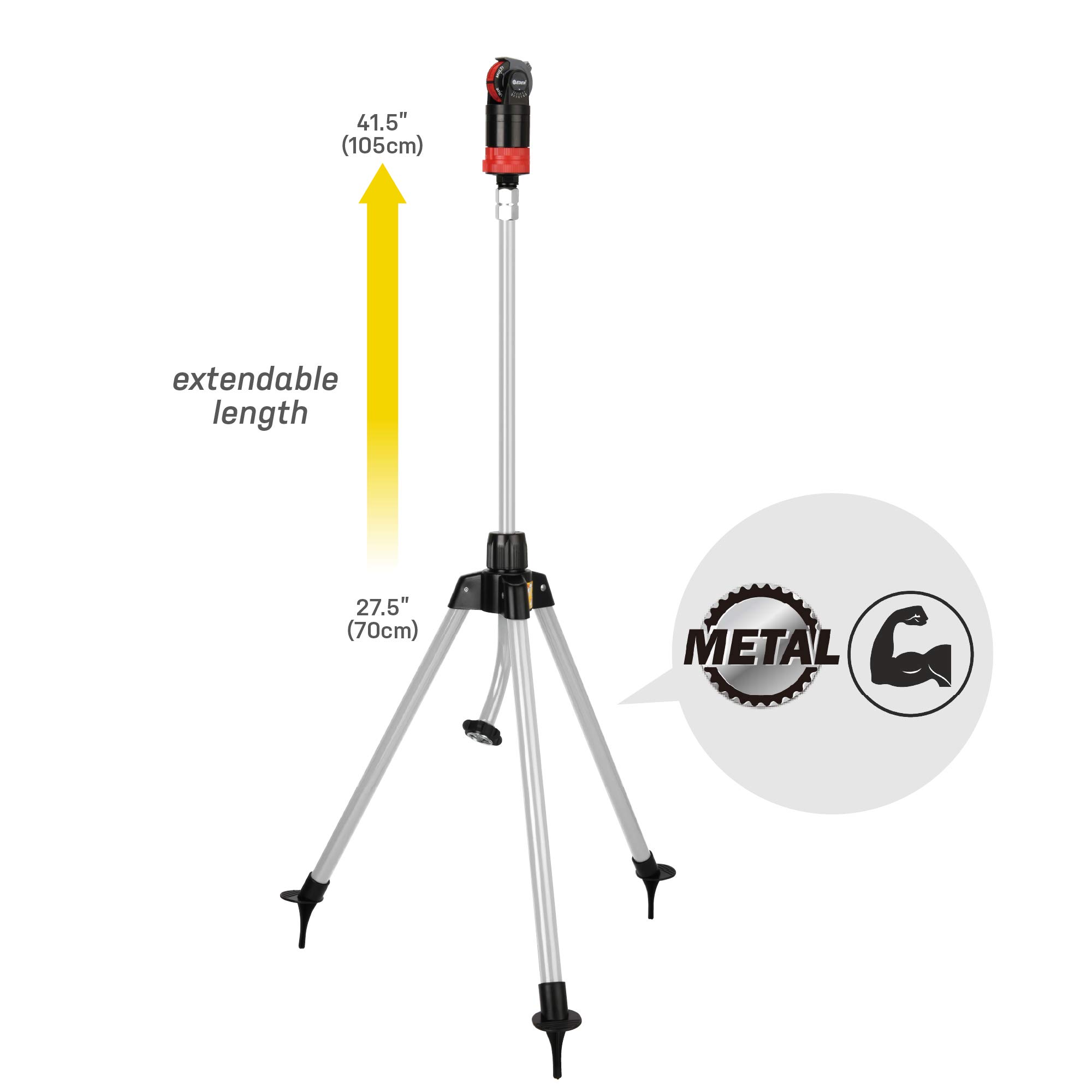 Eden 11530 Turbo Gear Drive Metal Tripod Sprinkler - 360° Coverage, Multi-Pattern Spray, Quick Connect Misting System - Perfect for Lawn, Garden & Patio Irrigation