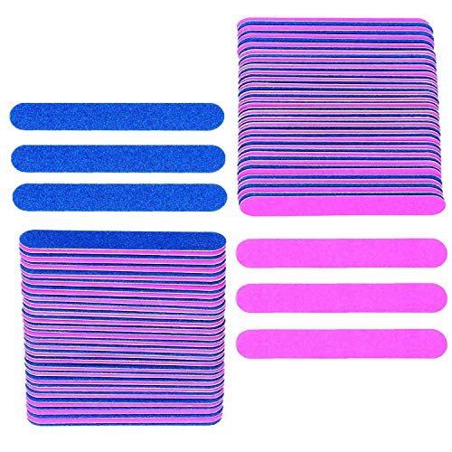 KISEER 100-Pack Small Nail Files Bulk - Disposable Double Sided Emery Boards for Men, Women & Kids - Travel Size (3.3 Inch) - Perfect for Home, Salon, Travel & Manicure Kits