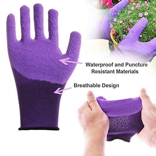 11-Piece Purple Floral Garden Tools Set with Ergonomic Handles - Trowel, Rake, Shovel, Pruner, Shears, Sprayer & Gloves in Carrying Case | Perfect Gardening Gifts for Women, Outdoor Planting & Yard Work