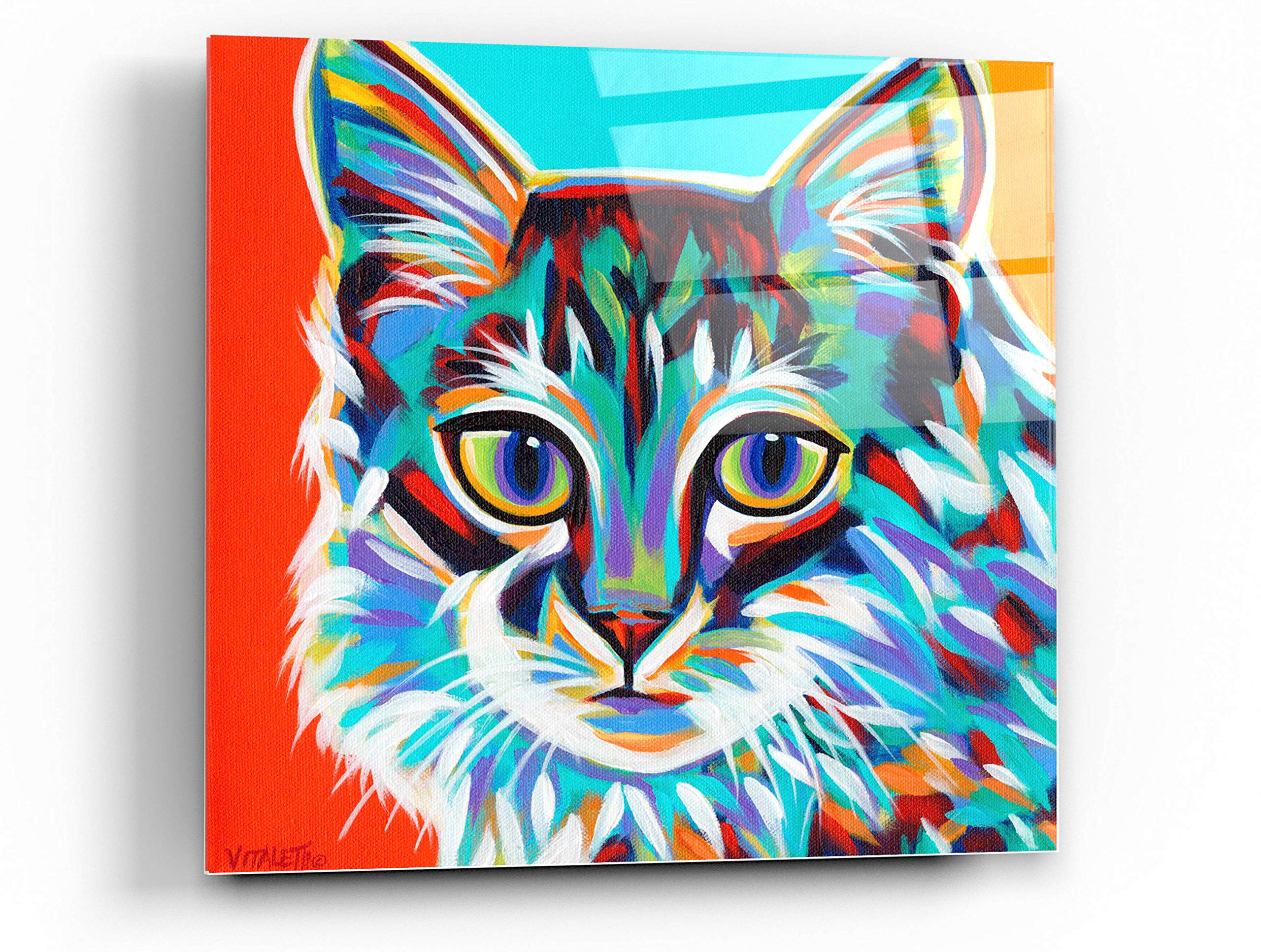 Dramatic Cats II by Carolee Vitaletti - 36x36 Inch Acrylic Glass Wall Art Painting, Modern Cat Artwork for Living Room, Bedroom & Office Decor
