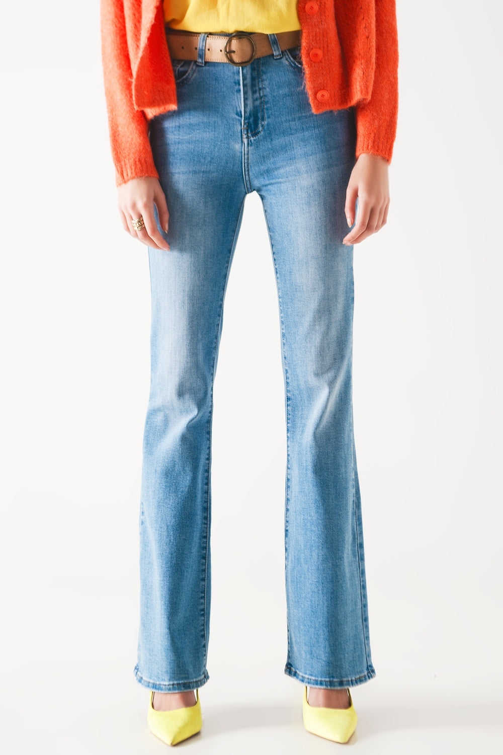 Vintage 70s High Waist Flared Jeans - Light Wash Stretch Denim for Women | Retro Fashion, Casual Wear & Party Outfits