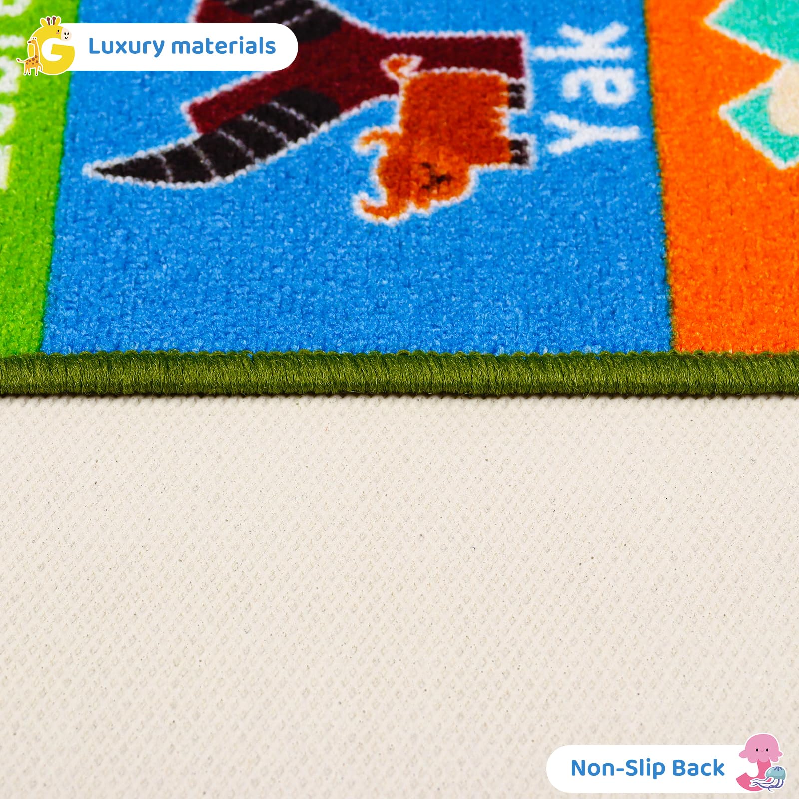 **AKASISRUG Educational Kids Play Mat - ABC, Animals, Months, Weeks, Fruits & Planets Learning Rug for Playroom, Classroom & Bedroom - Non-Slip Baby Play Mat (78.7