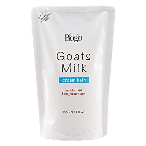 Bioglo Goats Milk Pomegranate Cream Bath Refill - 4 Pack | Moisturizing & Nourishing Body Wash for Dry Skin | Perfect for Relaxing Baths, Spa Days & Self-Care Routines
