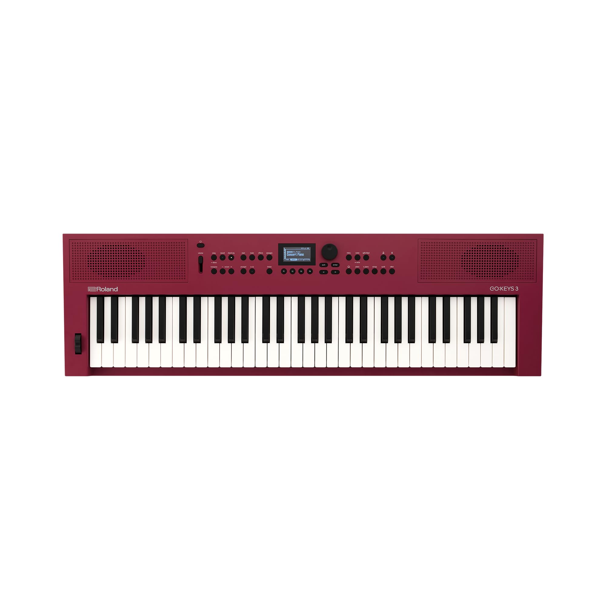 Roland GO:KEYS 3 61-Key Portable Music Keyboard with Built-In Stereo Speakers | Bluetooth Audio & MIDI Connectivity | Ideal for Home Studio, Live Performance & Music Learning - Dark Red
