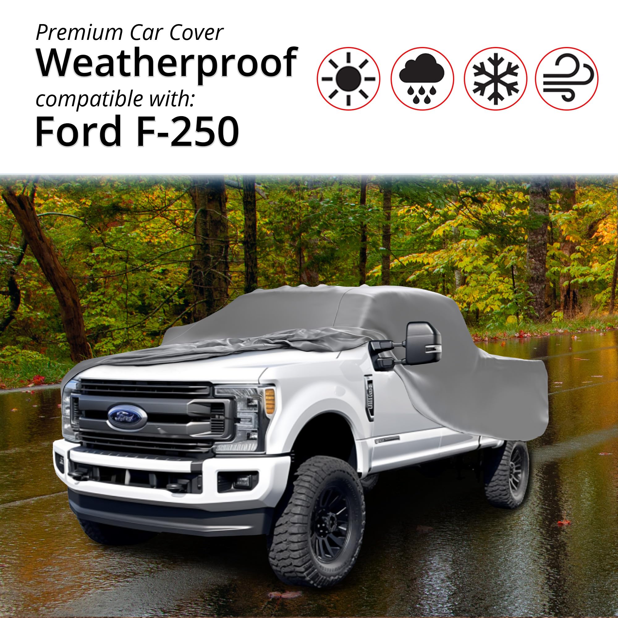 Premium Weatherproof Truck Cover for Ford 1990-1999 F-250 Regular Cab with Camper Shell | Heavy-Duty Outdoor Car Cover with Anti-Theft Cable Lock | Waterproof & UV Resistant Vehicle Protection | Ideal for Parking, Storage & Extreme Weather Protection