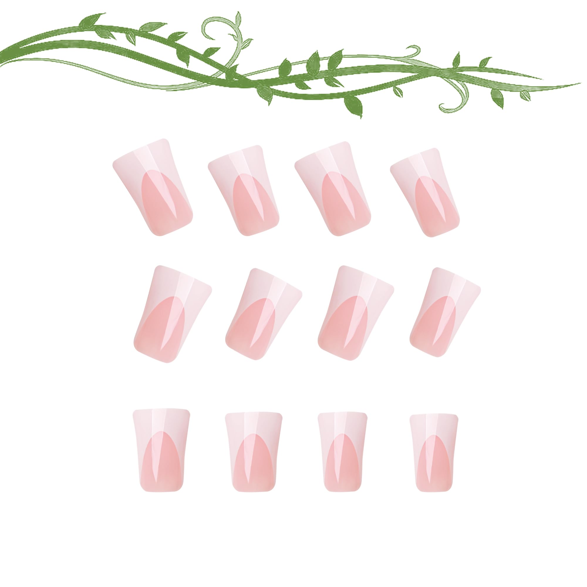 120Pcs White French Duck Press On Nails - 12 Sizes Glossy Tips for Salon & DIY Nail Art
