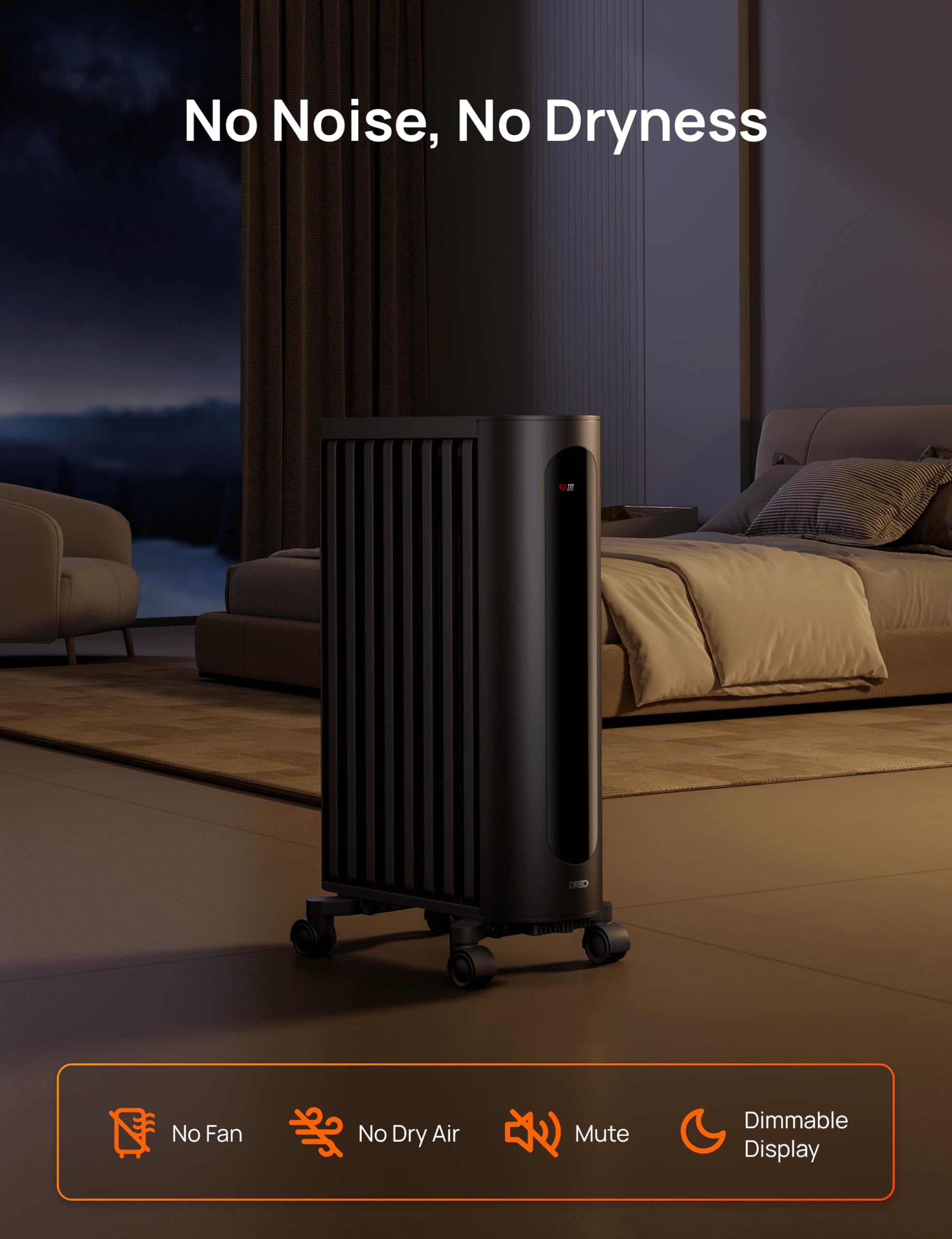 Dreo 1500W Oil Filled Radiator Heater with Remote Control - Digital Thermostat, 4 Heating Modes, 24H Timer & 10 Safety Features - Energy Efficient Space Heater for Large Rooms, Bedroom, Office & Home Use | Indoor Electric Heater with Child Lock for Winter Warmth