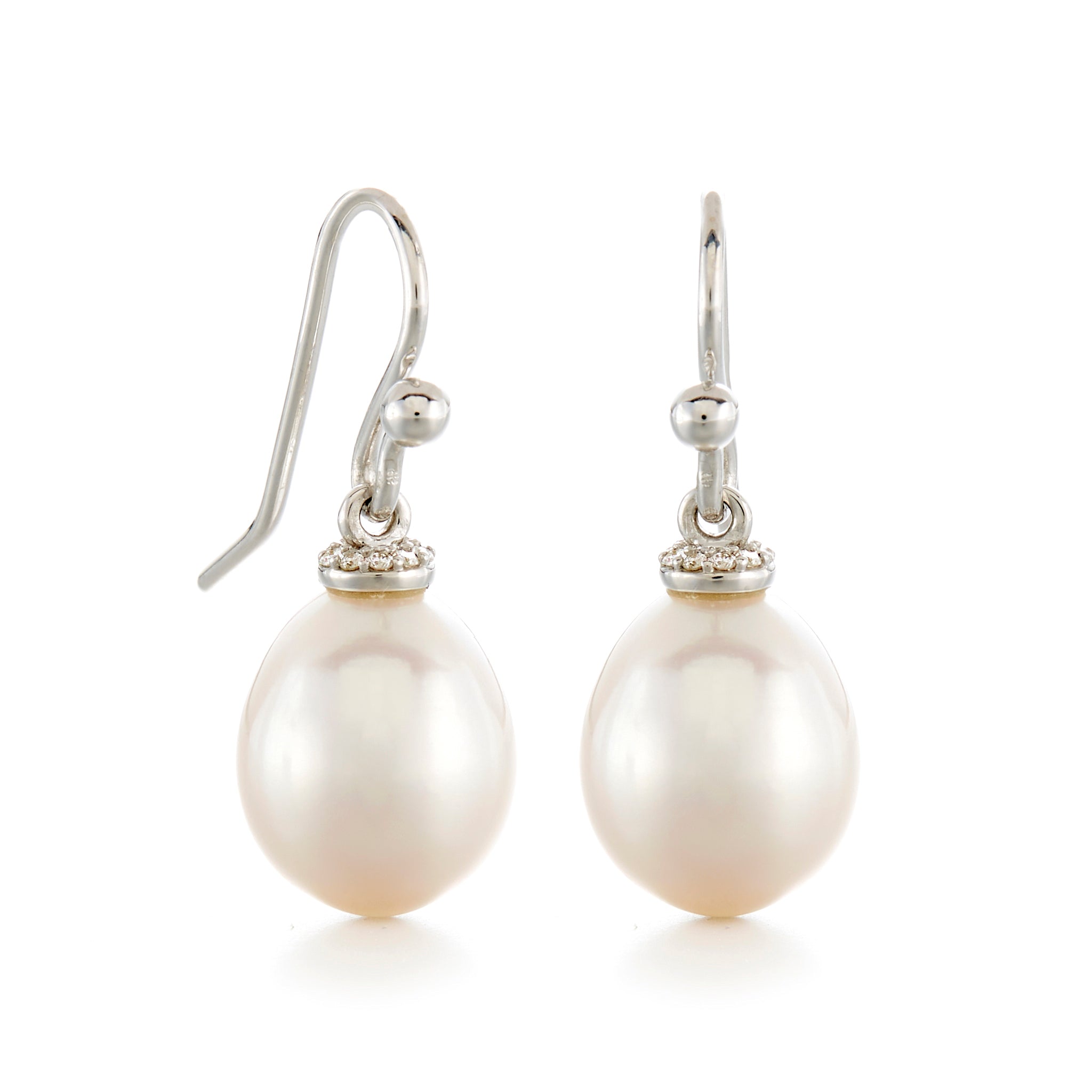 Exquisite Pearl & Diamond Sterling Silver Drop Earrings for Women – Elegant Dangle Earrings for Weddings, Parties & Special Occasions