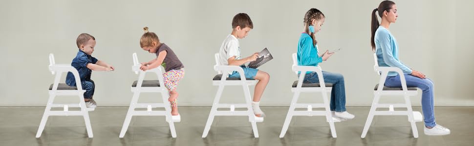 Premium Solid Wood Toddler High Chair - Adjustable Height Growing Chair for Kids, Convertible Dining & Study Chair - Perfect for Mealtime, Learning & Play