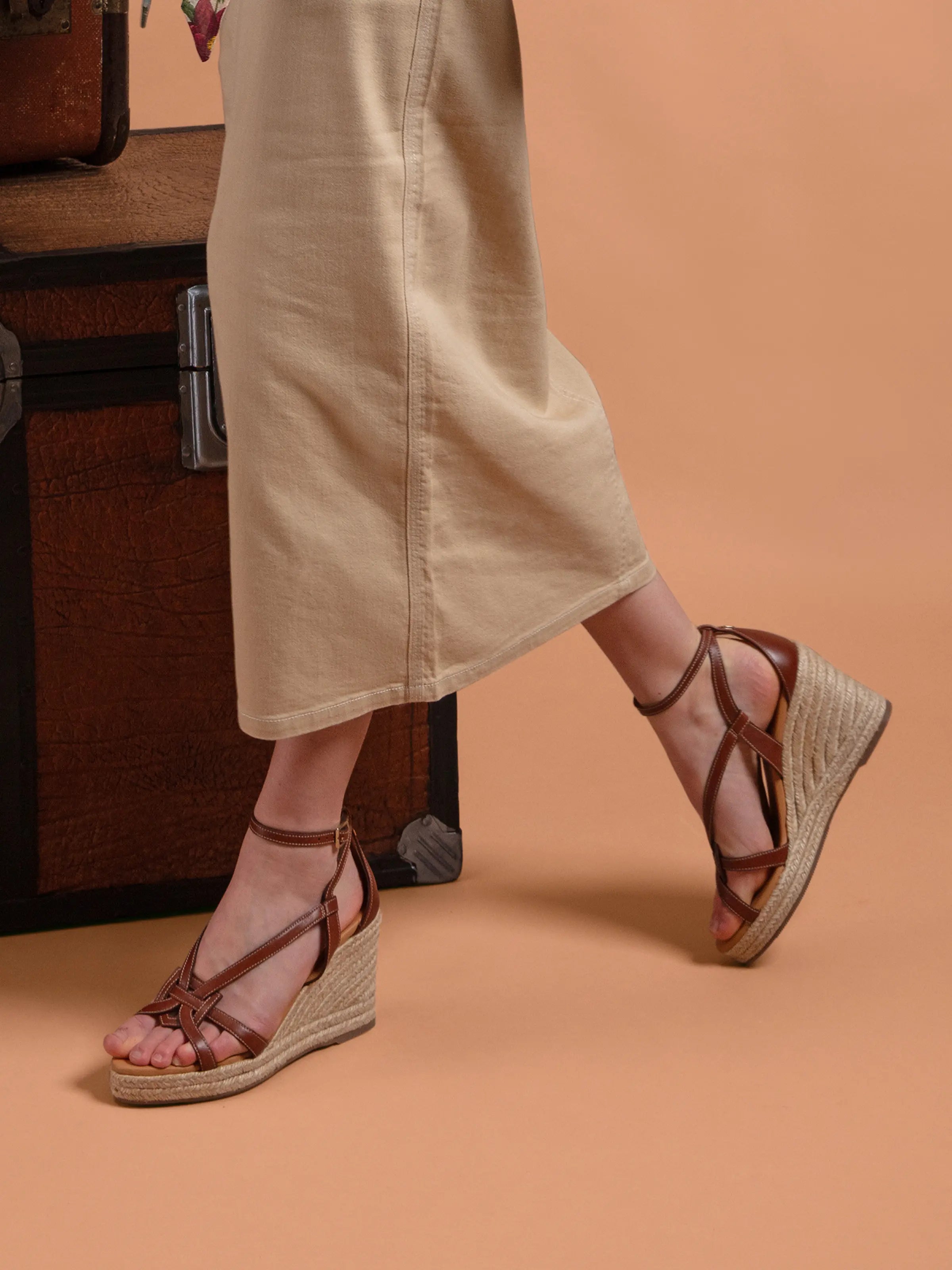 Rome Wedge Sandals in Tan - Comfortable & Stylish Women's Heels for Casual Outings & Summer Parties