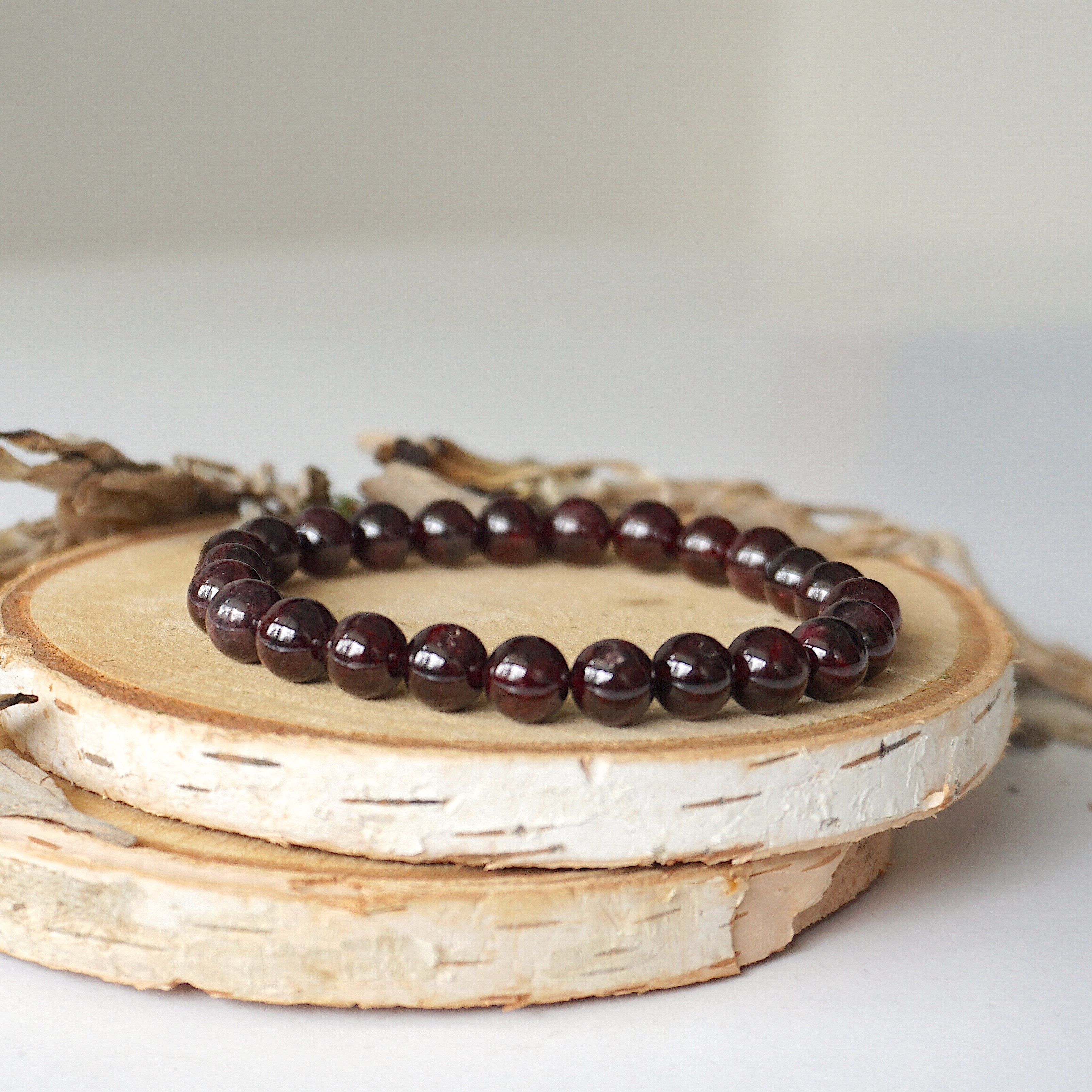 Garnet Healing Crystal Mala Bracelet - Natural Gemstone Meditation Beads for Stress Relief & Positive Energy | Perfect for Yoga, Mindfulness & Spiritual Practice