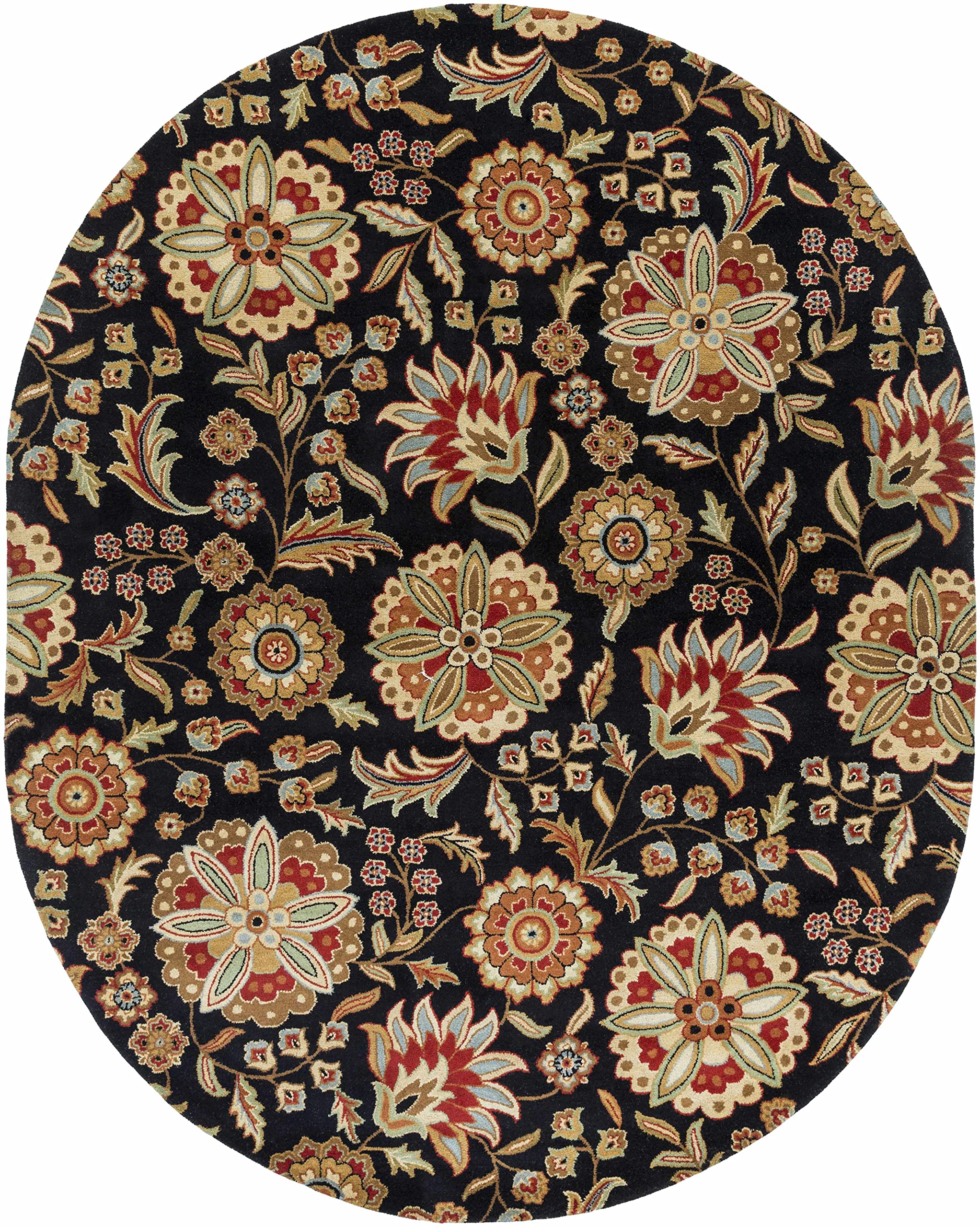 Premium Hauteloom Heated Wool Area Rug - 6' Round Transitional Rug for Living Room & Bedroom - Black, Brown, Purple - Cozy Winter Home Decor for Cold Weather Comfort
