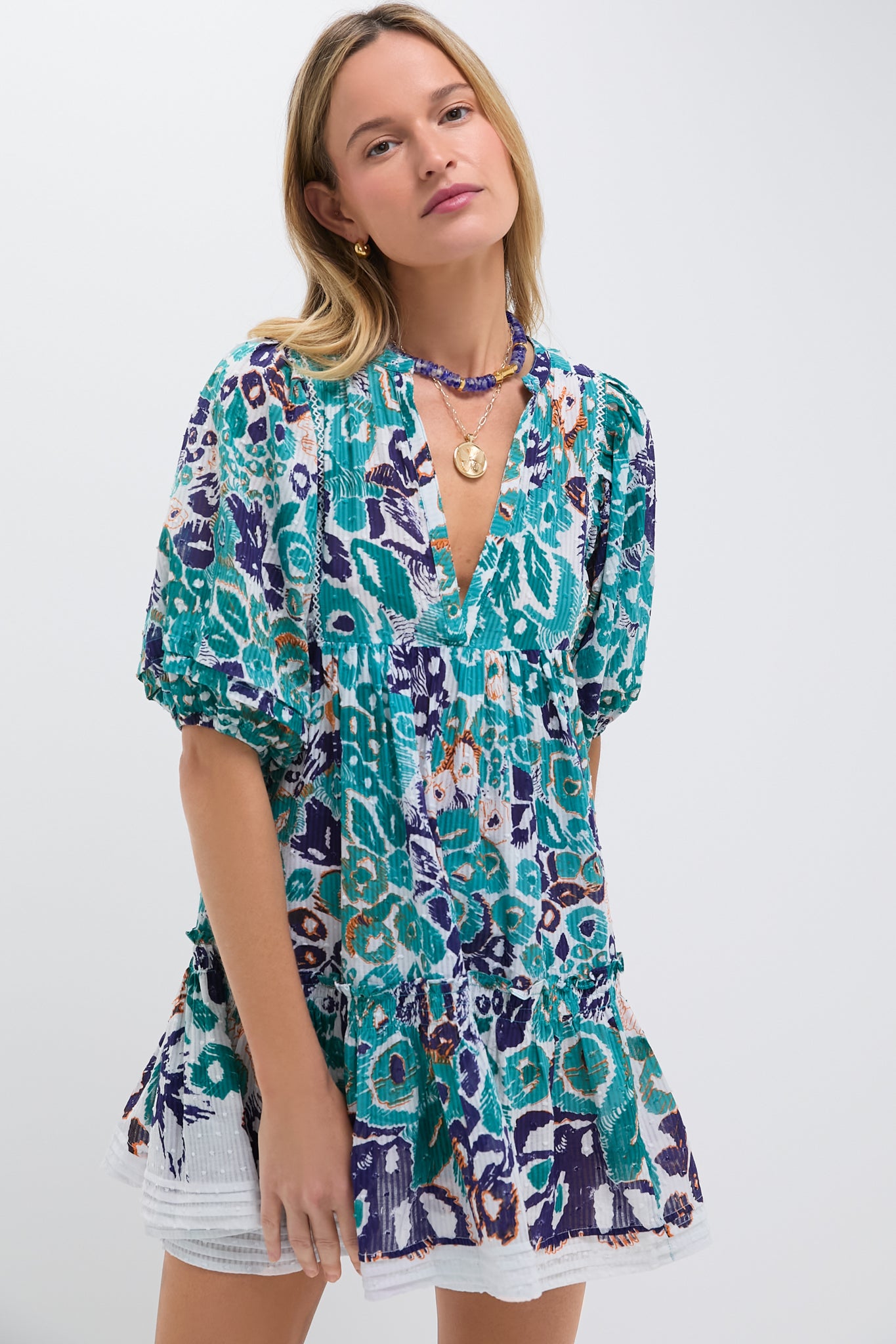 Blue Pencilleo Aria Mini Dress - Women's Flowy Summer Dress for Casual Wear, Beach, and Date Night