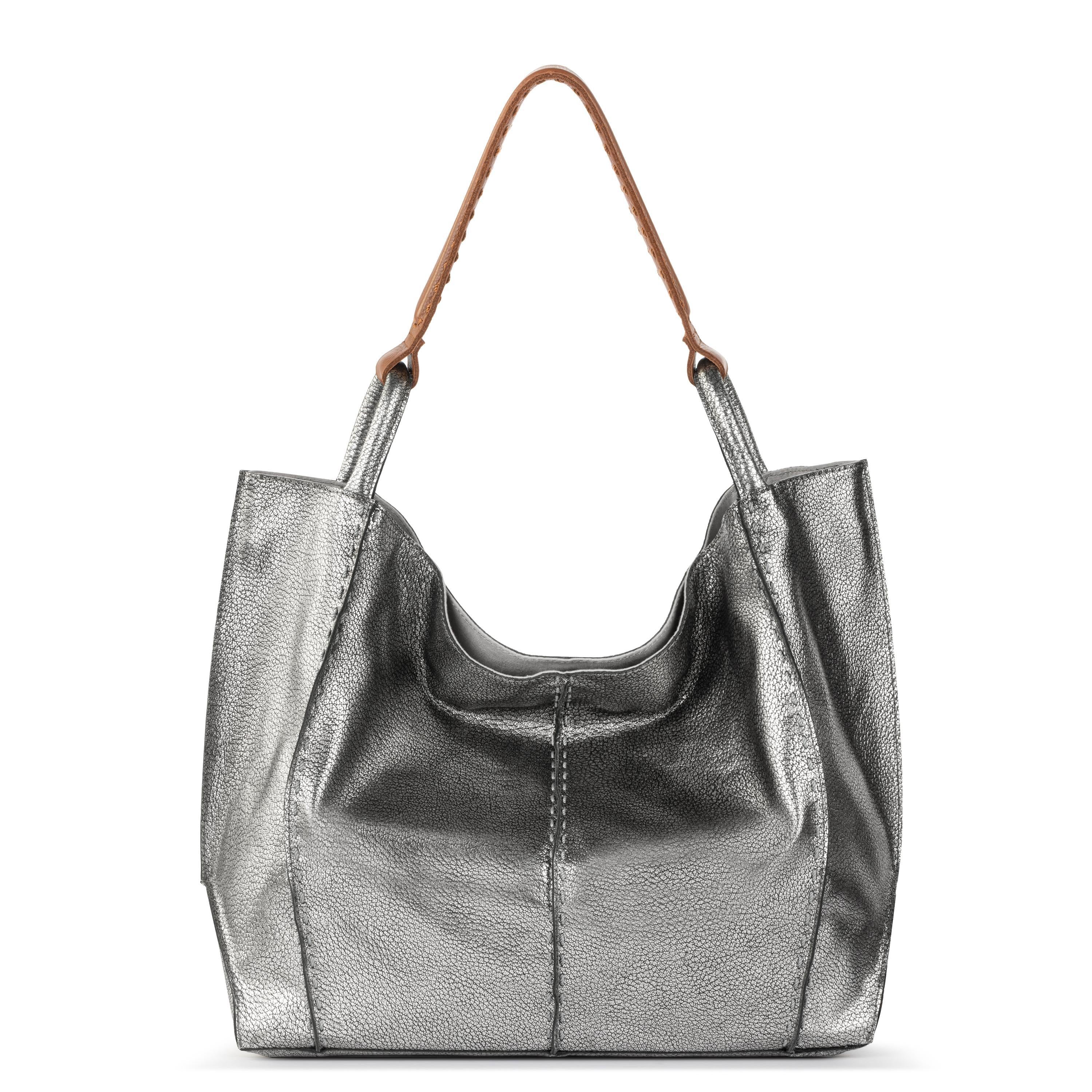 Los Feliz Large Leather Tote Bag - Dark Silver for Women | Stylish & Spacious Handbag for Work, Travel & Everyday Use