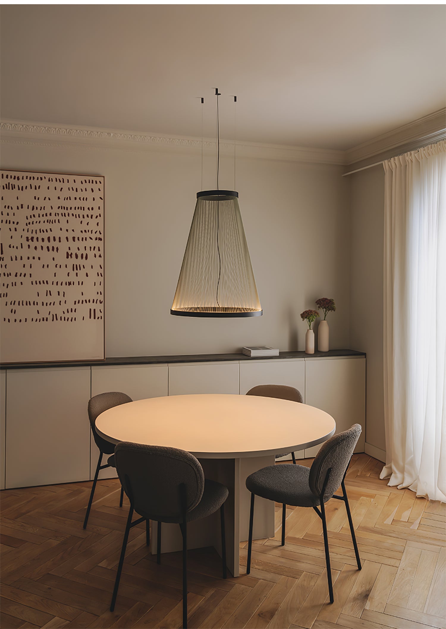 Aeris Modern Mesh Pendant Light - Sleek Industrial Ceiling Lighting Fixture for Dining Room, Kitchen Island & Bedroom Decor