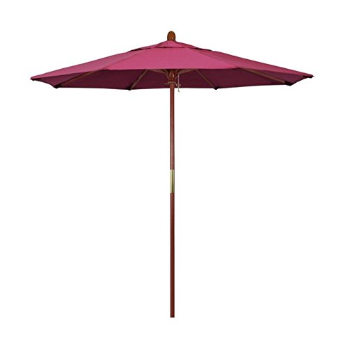 California Umbrella 7.5' Grove Series Patio Umbrella with Wood Pole & Hardwood Ribs - Push Lift Mechanism & Sunbrella 2A Hot Pink Fabric - Perfect for Outdoor Dining, Poolside Lounging, and Backyard Relaxation