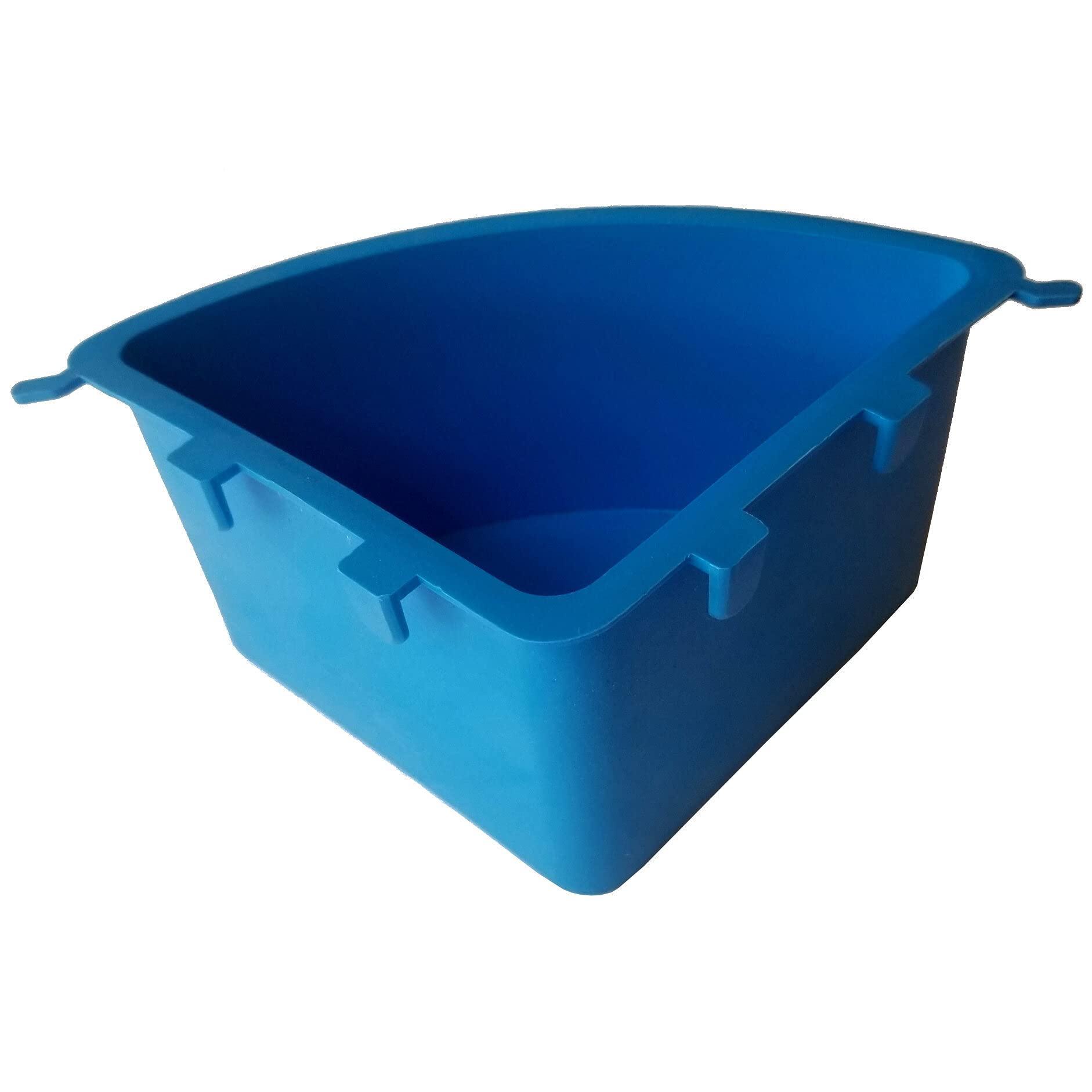 100 Pack Blue Corner Hanging Feed & Water Cups 1.2 Quart (38 oz) for Chicken, Gamefowl, Poultry, Quail, Pheasant - Durable Cage Cups for Coops, Farms & Backyard Poultry Raising