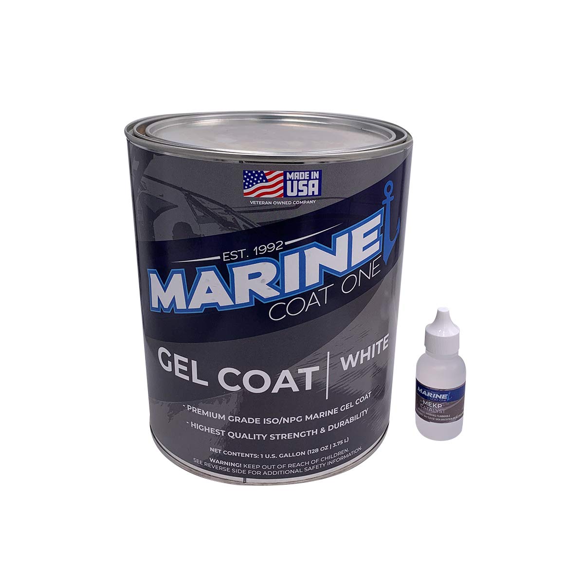 Premium Marine Gelcoat - MarineCoat One (Black, Wax-Free, 1 Gallon) | High-Gloss Boat Hull Repair & Protection for Fiberglass, Yachts & Marine Surfaces