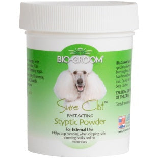 Bio Groom Sure Clot™ Fast Acting Styptic Powder for Dogs - Stops Bleeding Quickly for Nail Trims & Minor Cuts (2 Sizes) - Essential Pet First Aid for Grooming & Home Care