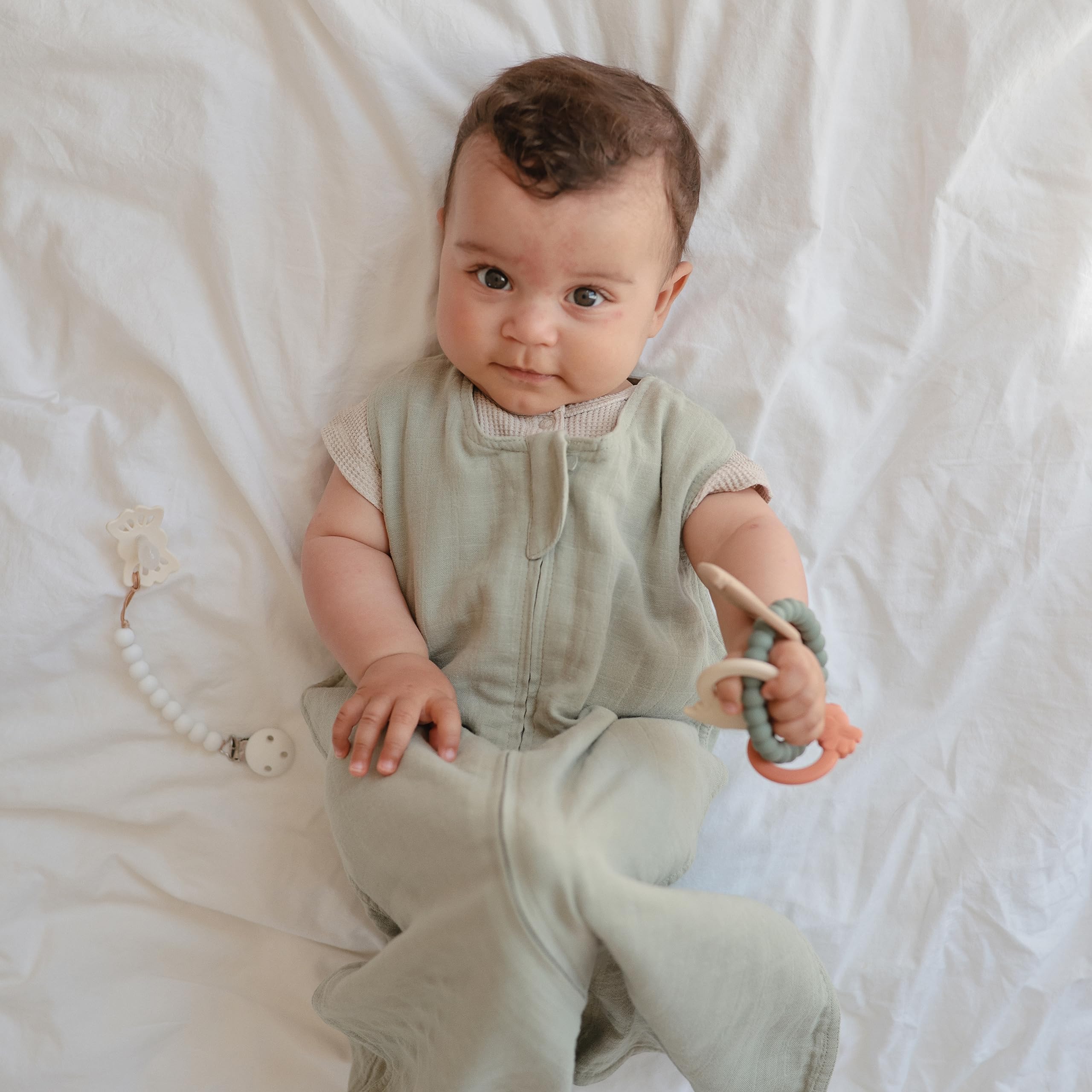 mushie Silicone Dino Teething Ring Toy for Babies - Safe & BPA-Free Chew Toy for Soothing Sore Gums - Perfect for Teething Infants & Toddlers at Home or On-the-Go