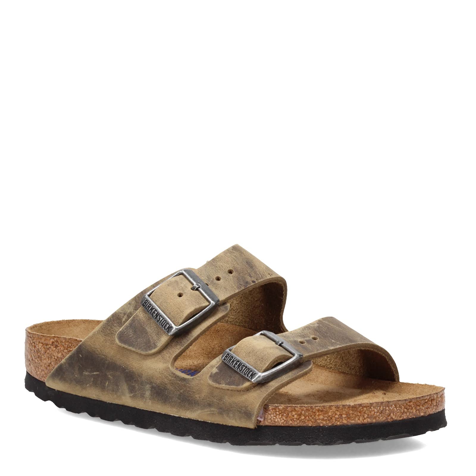 Birkenstock Women's Arizona SFB Iron Oil Leather Slides - Comfortable Sandals for Casual Wear, Beach & Summer Outfits