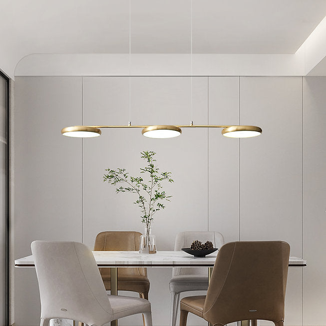 Modern LED Pendant Light with Brass Body - 3-Light Multi Pendant Chandelier for Dining Room, Kitchen Island & Bedroom Lighting