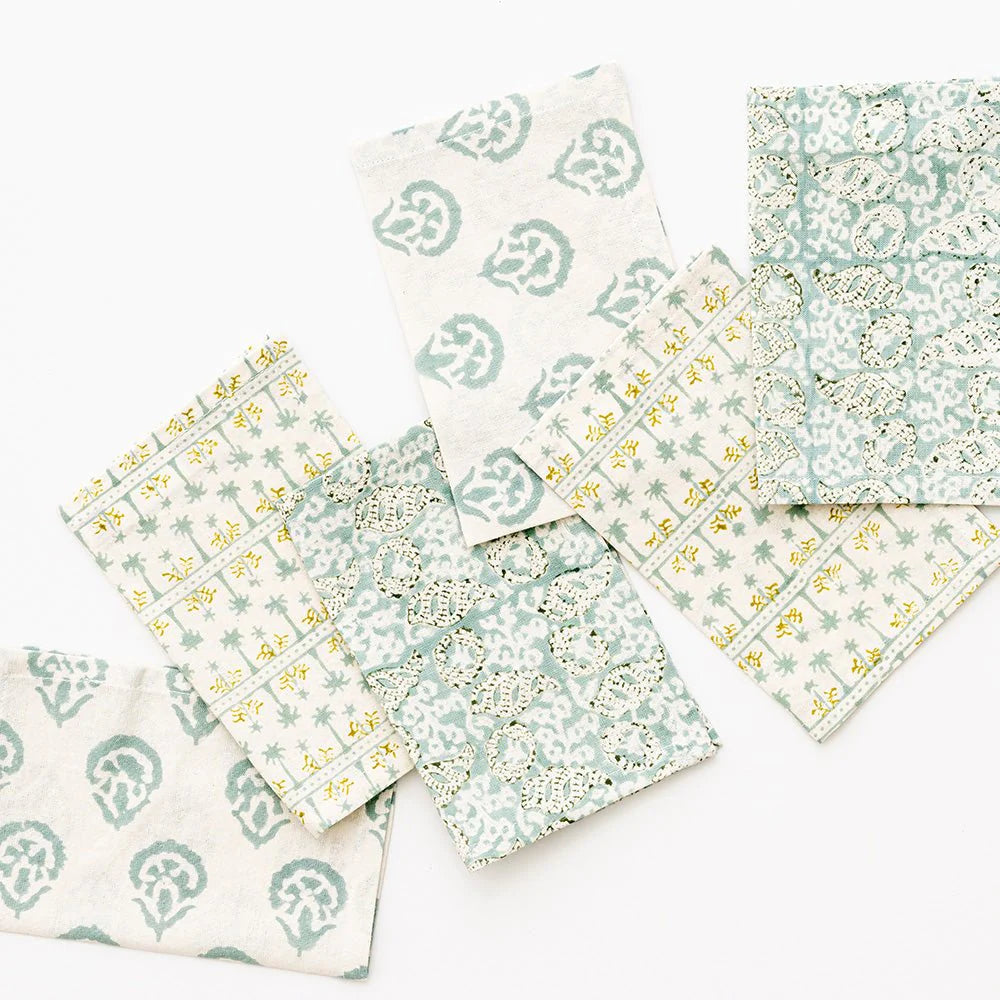 India Hicks Cocktail Napkins - Set of 6 Premium Cotton Drink Napkins for Parties, Weddings & Home Entertaining