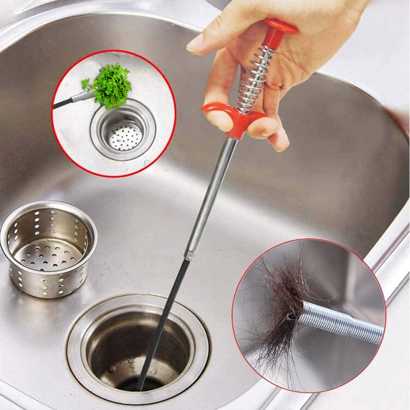 Flexible Toilet Snake Drain Clog Remover Tool - Spring Pipe Dredger for Hair Catcher & Grabber - Ideal for Kitchen Sink, Bathroom Tub & Toilet Drain Cleaning