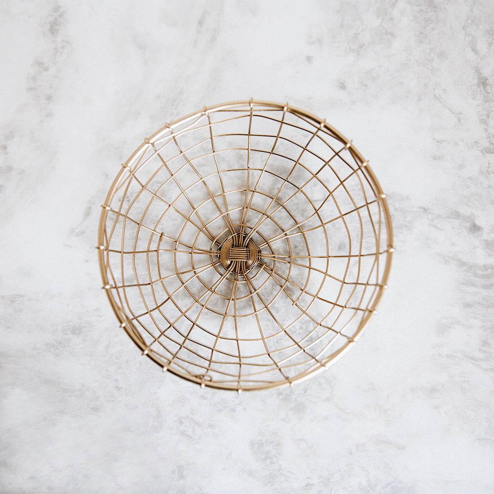 Round Brass Wire Basket - Small Decorative Storage for Bathroom, Kitchen & Office Organization