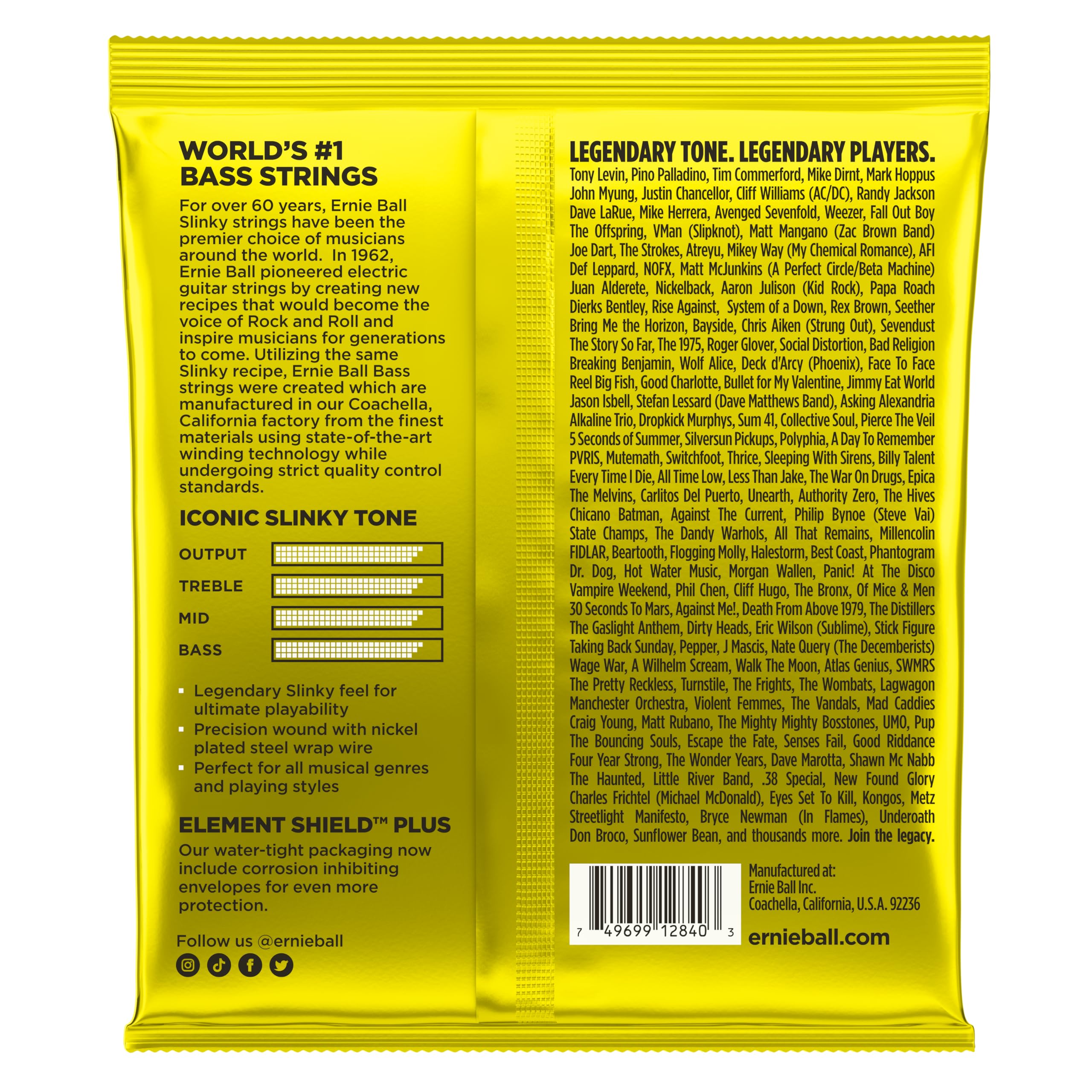 Ernie Ball Beefy Slinky Nickel Wound Bass Guitar Strings 63-130 Gauge (P02840) - Perfect for Heavy Riffs, Drop Tuning & Extended Play Sessions