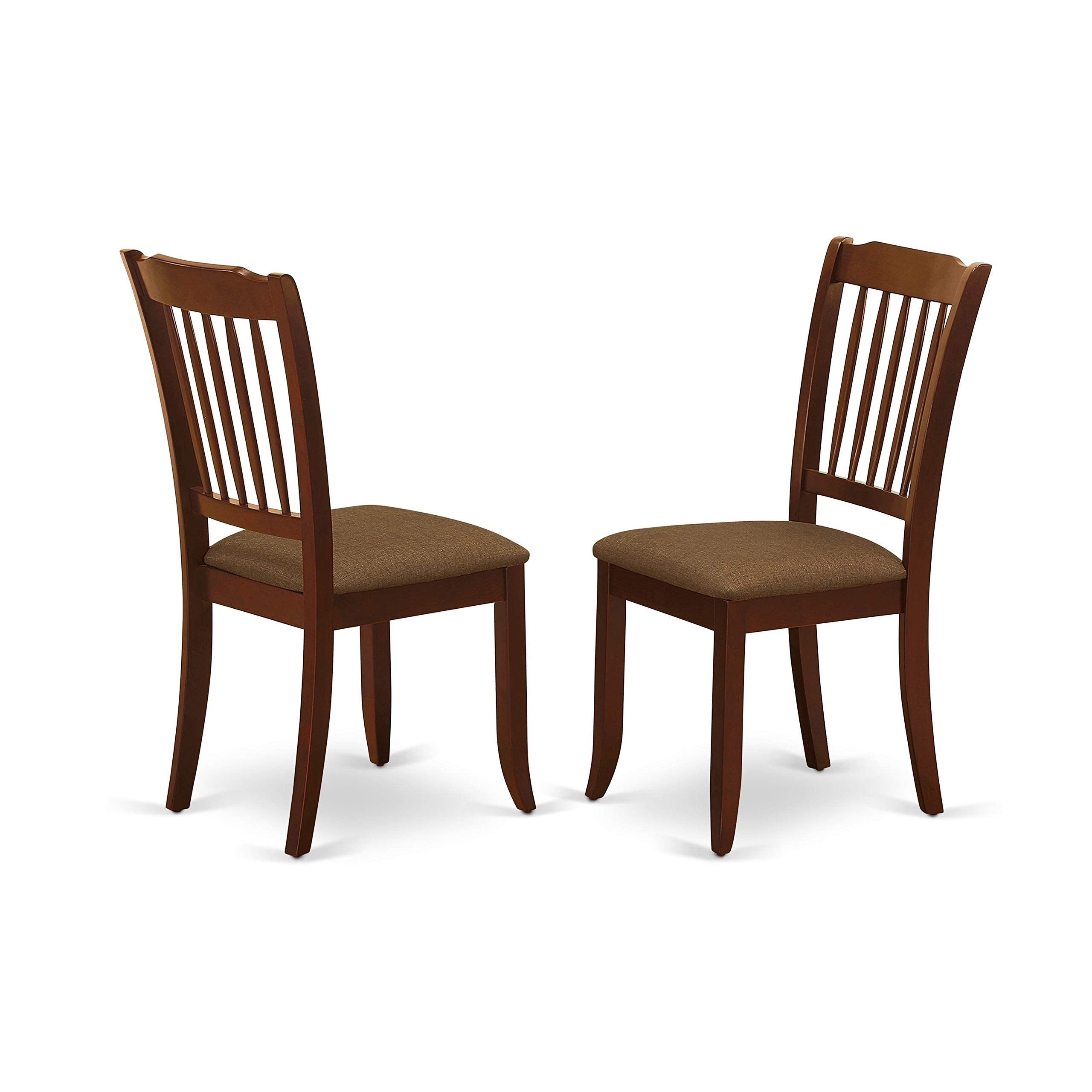 East West Furniture HBDA3-MAH-C 3 Piece Round Dining Set with Pedestal Table & 2 Linen Upholstered Chairs, 42x42 Inch, Mahogany - Perfect for Small Spaces, Breakfast Nooks & Cozy Dining Areas