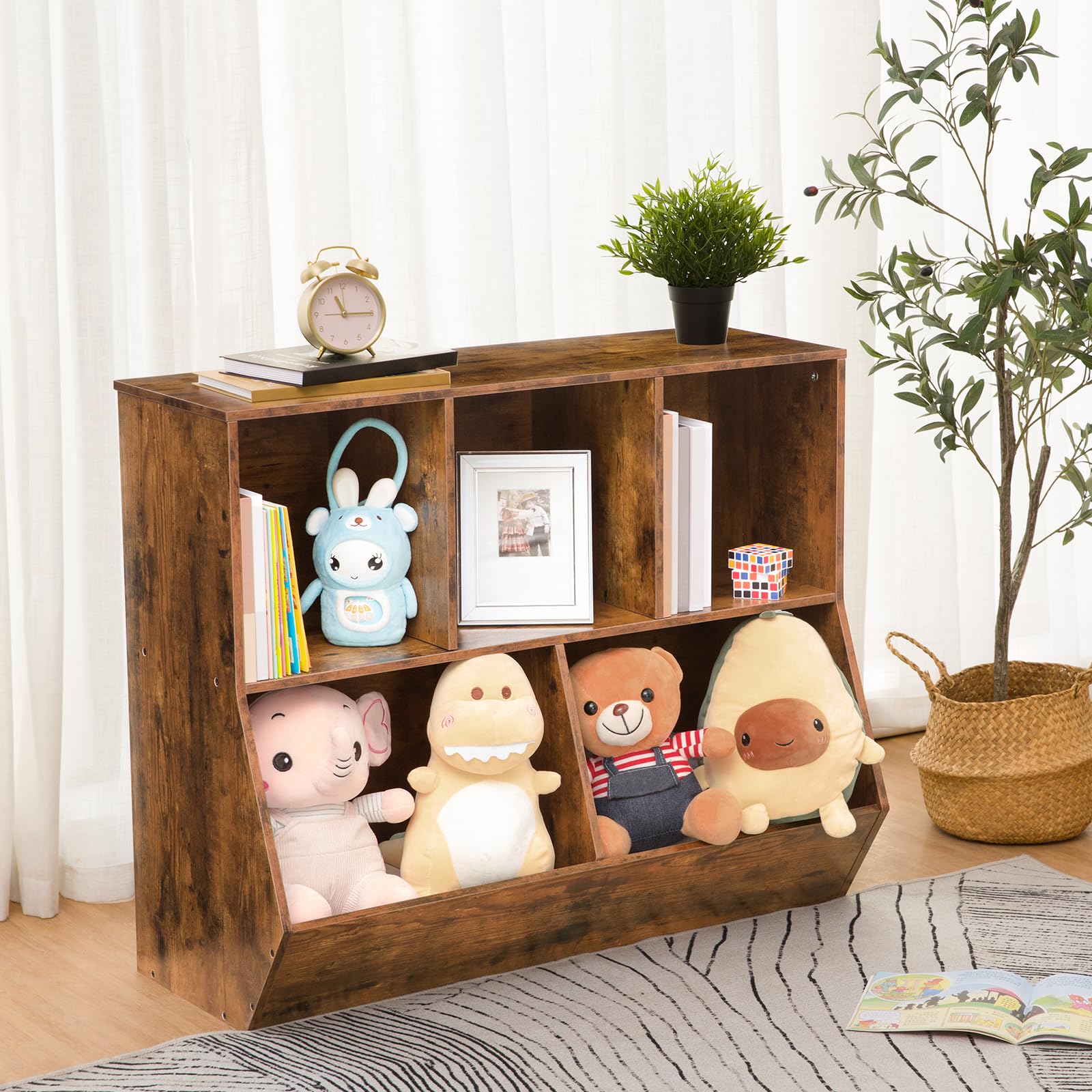 HOOBRO Kids Bookshelf with Toy Storage, 35.4