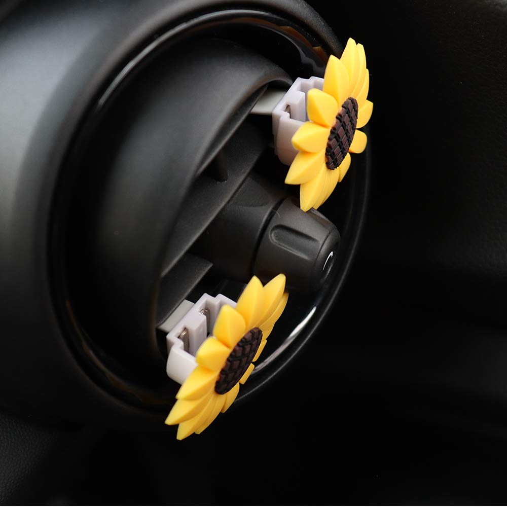 INEBIZ Cute Yellow Sunflower Car Air Vent Clip - Fragrance Holder & Interior Decor for Fresh Scent | Perfect for Vehicles, Offices & Home Décor
