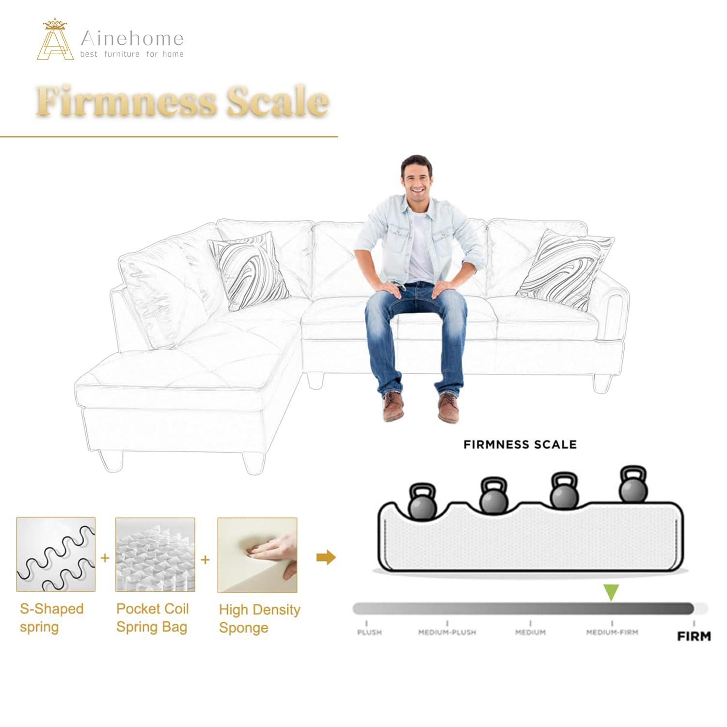 Ainehome 2-Piece L-Shaped Sectional Sofa Set - Soft Microfiber Couch with Chaise Lounge, Modern Living Room Furniture (Beige, Left-Facing) - Perfect for Small Spaces, Apartments & Cozy Family Gatherings