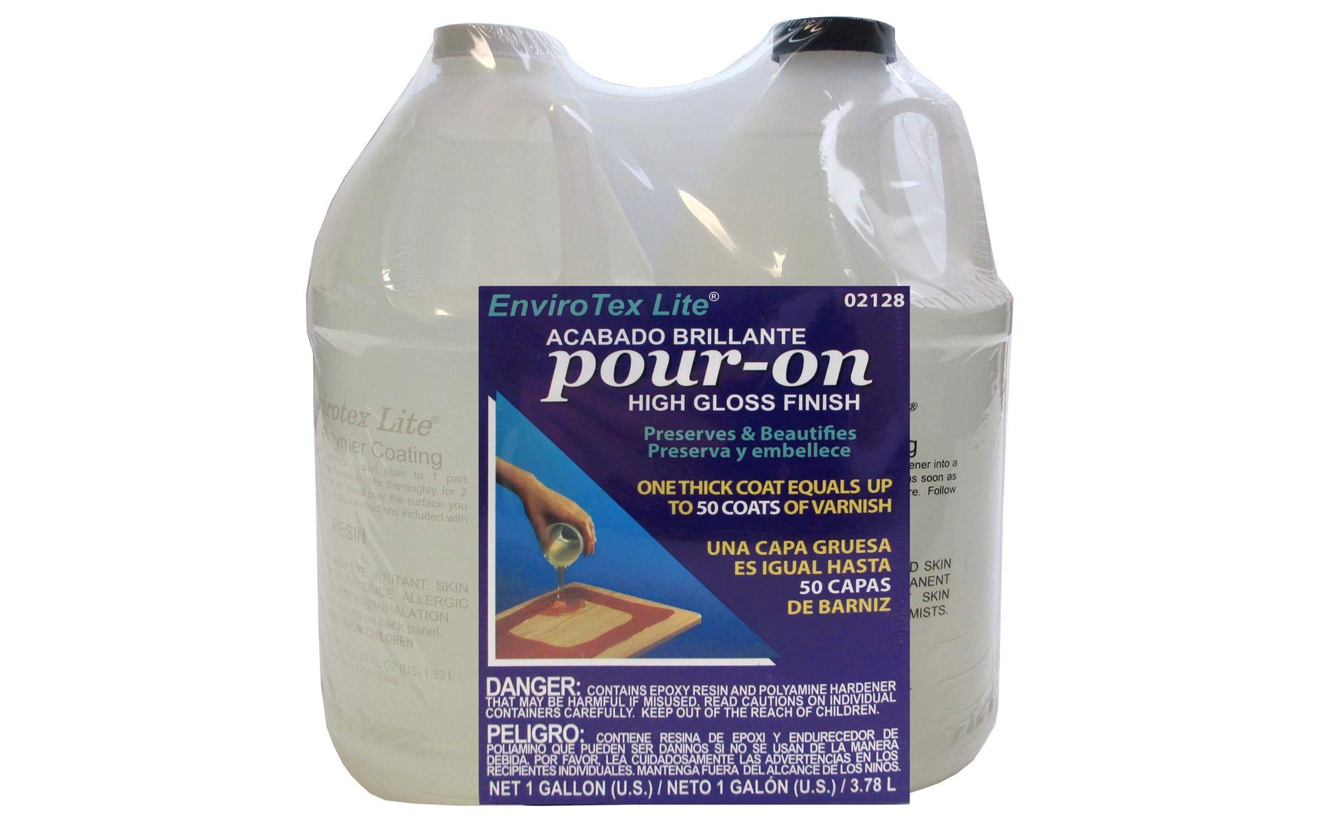 Envirotex Lite 128oz High Gloss Epoxy Resin Kit - Clear Coating for Table Tops, Bar Countertops, Art Projects & DIY Crafts - Self-Leveling, Bubble-Free Finish for Wood, Metal & More