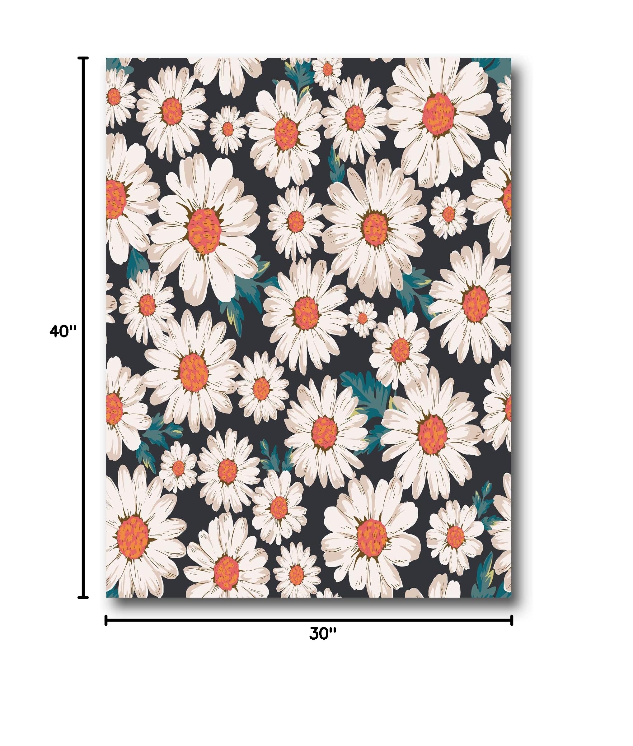 DesignQ White Daisy Flowers Canvas Wall Art - Traditional Floral Home Decor for Living Room, Bedroom & Office