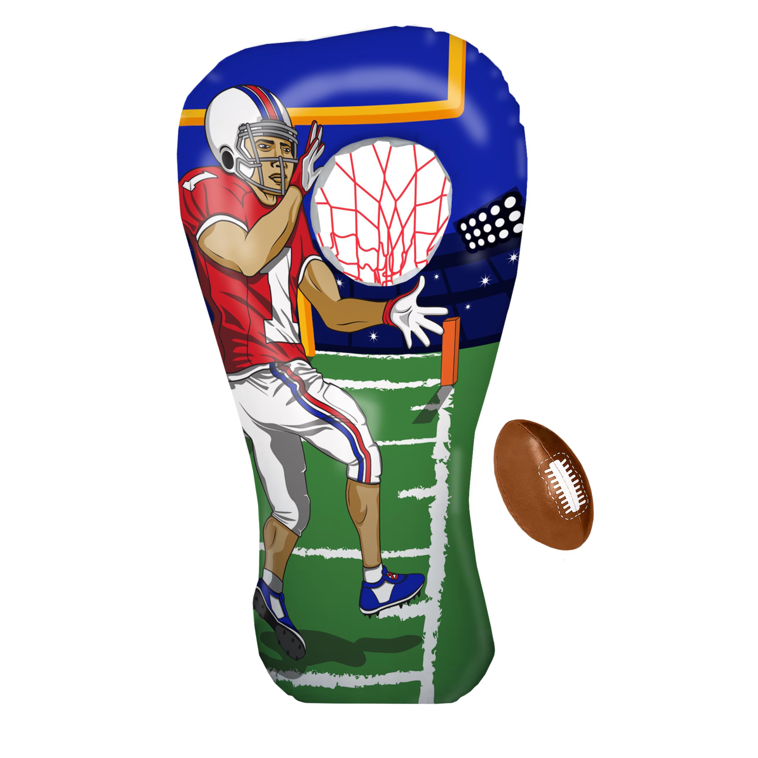 Island Genius 60-Inch Inflatable Football Toss Game - Fun Football Target Practice for Kids & Family - Perfect for Backyard Parties, Outdoor Play, and Sports Training (Ages 8-12)