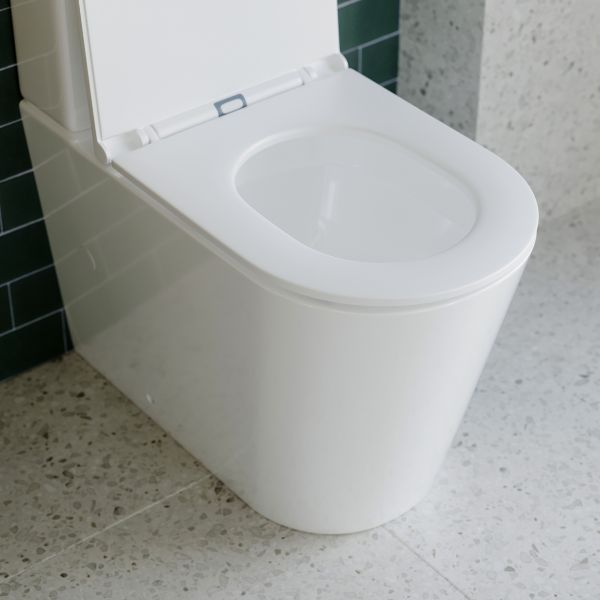 Elegant Raised Height Rimless Back-to-Wall Toilet Suite - Modern Bathroom Upgrade for Small Spaces & Contemporary Homes